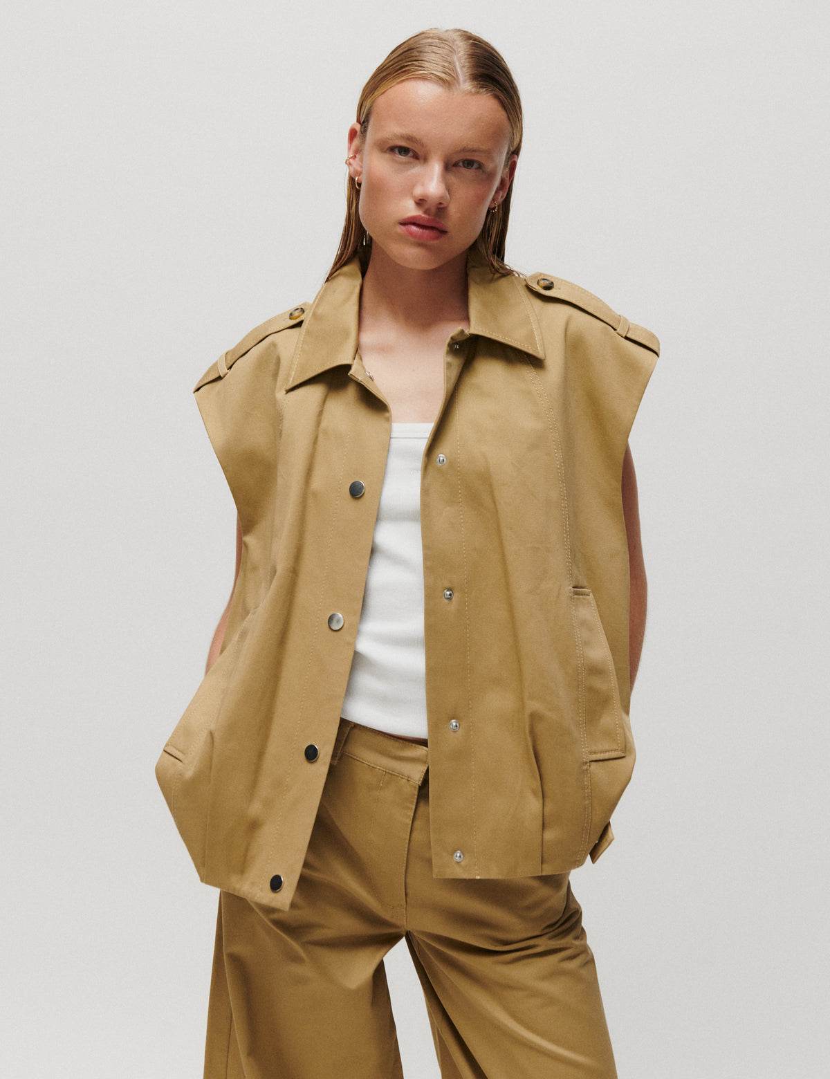 2NDDAY 2NDCappen - Tactile Cotton - Vest Vest 171115 PETRIFIED OAK