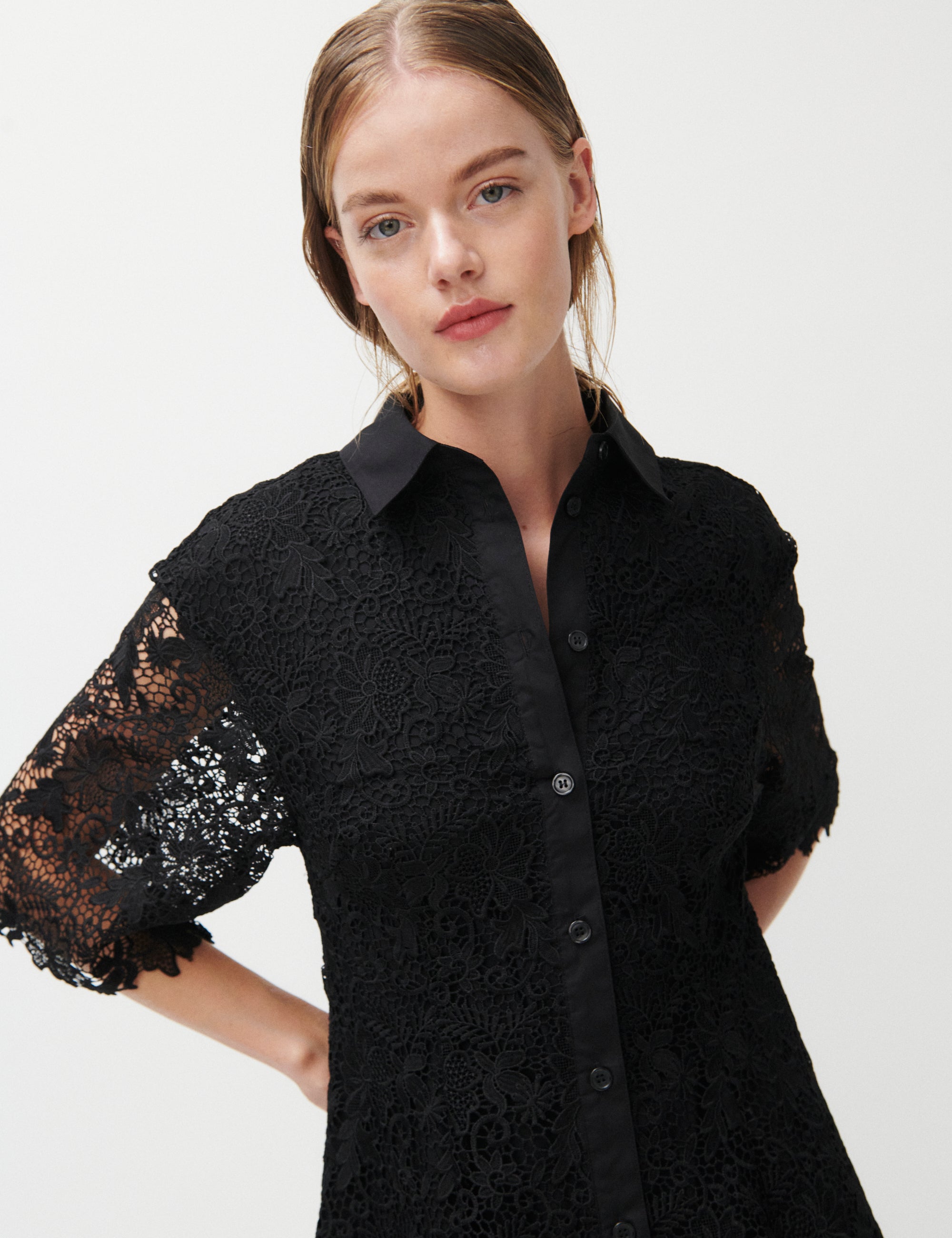 2NDDAY 2ND Amali - Heavy Lace Dress 190303 BLACK