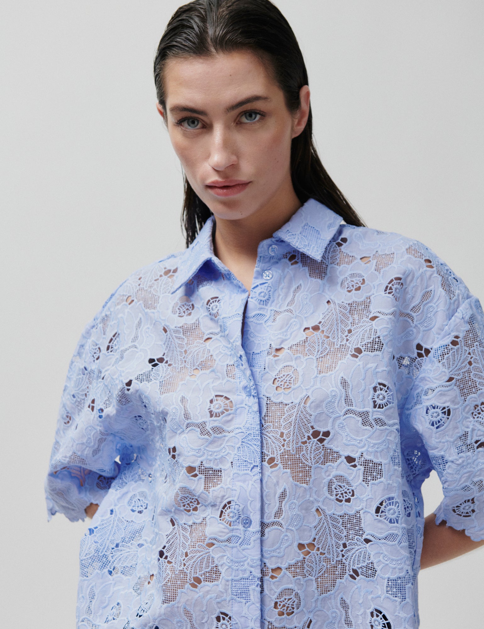 2NDDAY 2ND Austinas - Broderi Anglaise Mix Shirts & Blouses 144115 CASHMERE BLUE