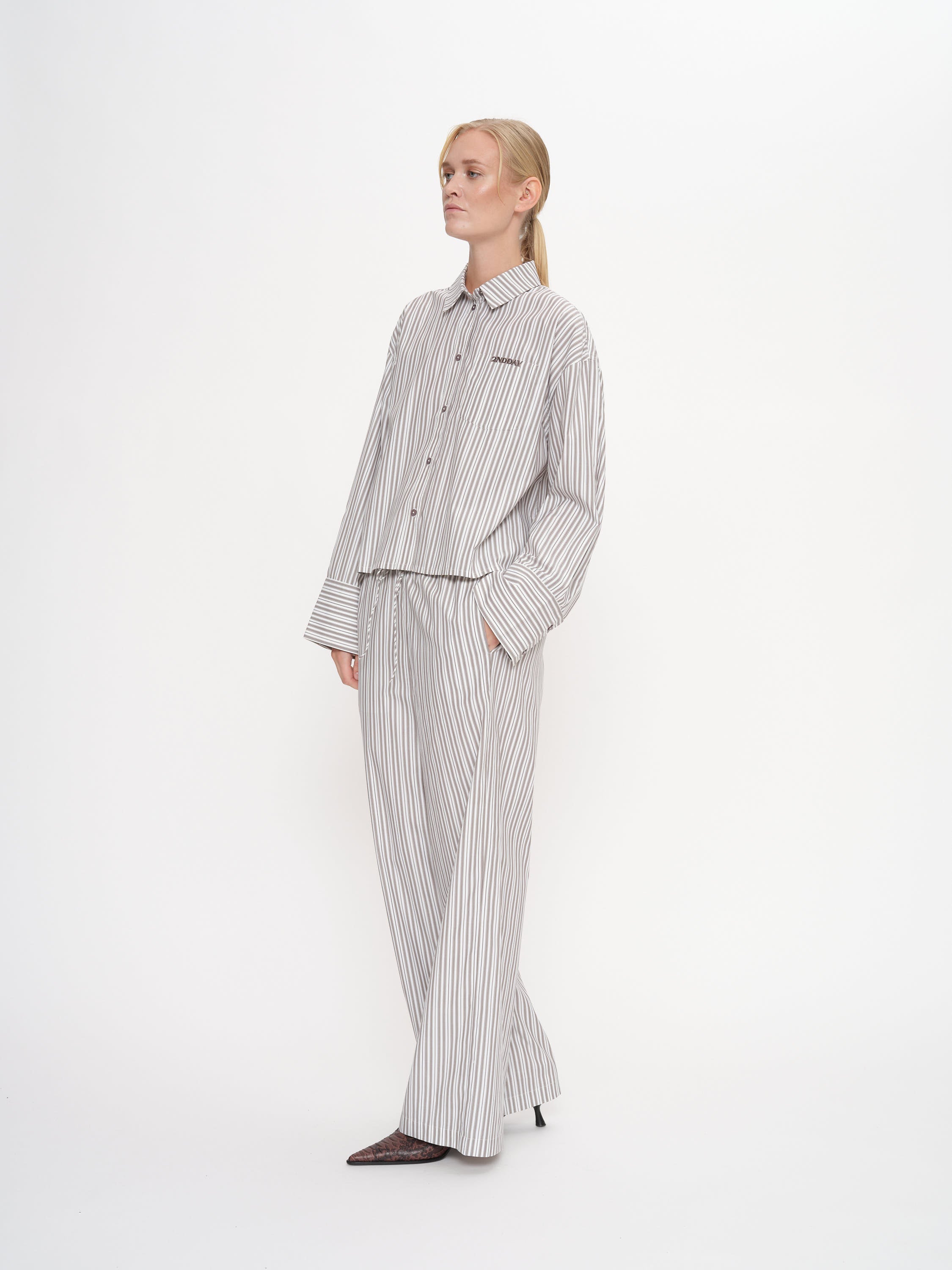 2NDDAY 2ND Clarin - Cotton Stripes Shirts & Blouses 420147 Walnut Stripe