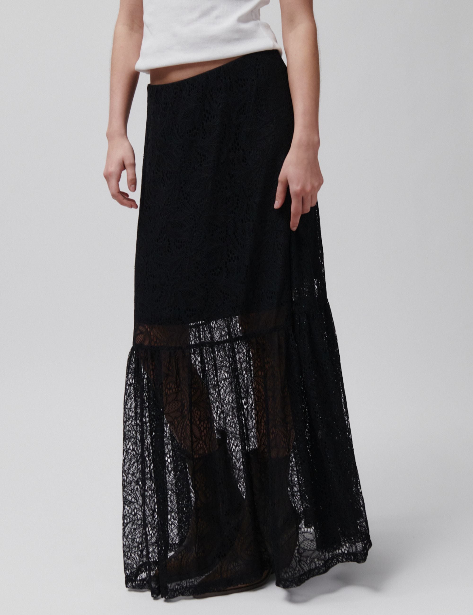 2NDDAY 2ND Cleam - Airy Lace - Skirt Skirt 190303 Black