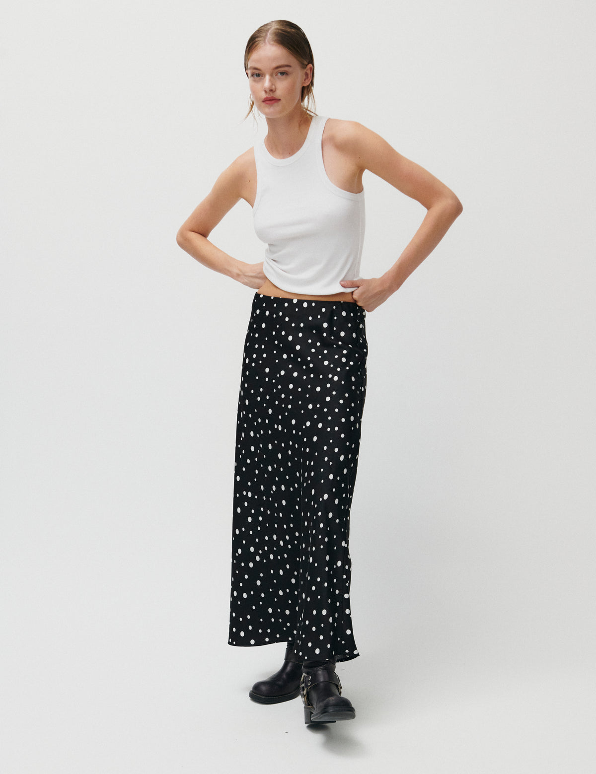 2NDDAY 2ND Cleas - Heavy Satin - Skirt Skirt 420155 White Polka Dot
