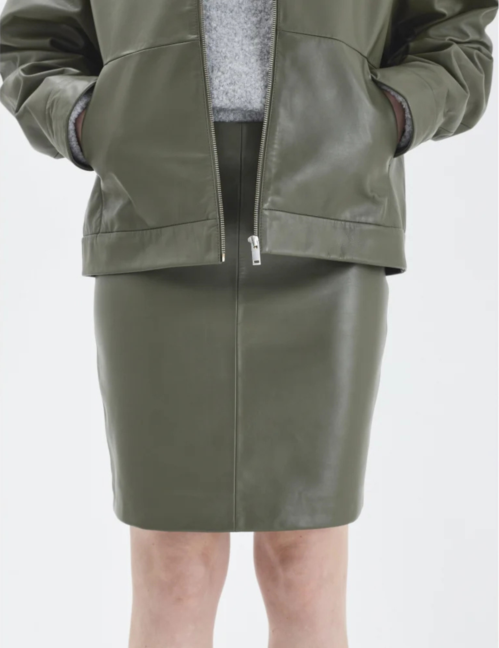 2NDDAY 2ND Danin - Bonded Leather Skirt 190515 Olive Night