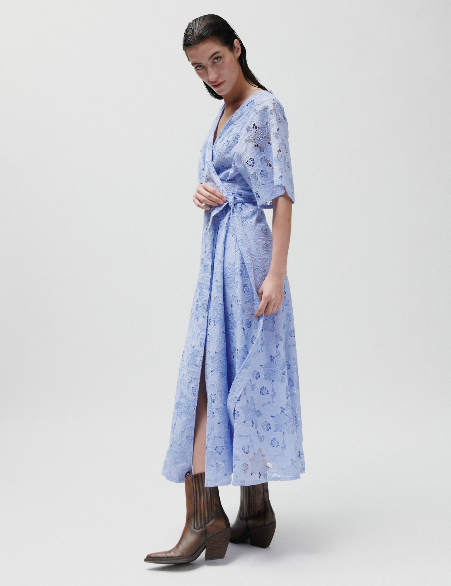 2NDDAY 2ND Hunter - Broderi Anglaise Mix Dress 144115 CASHMERE BLUE
