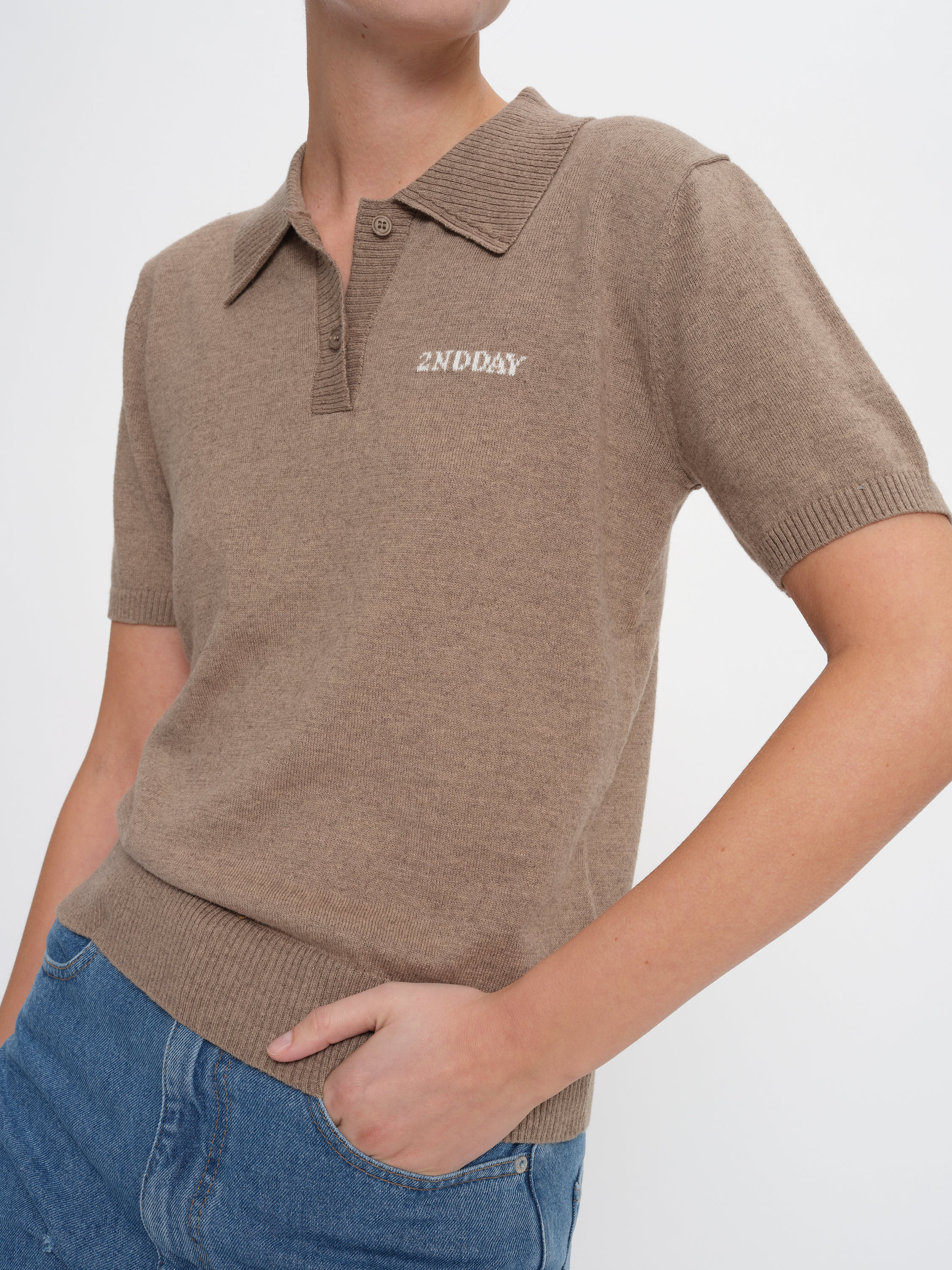 2NDDAY 2ND Jean - Soft Wool Blend Tops & T-Shirts 171310 Timber Wolf