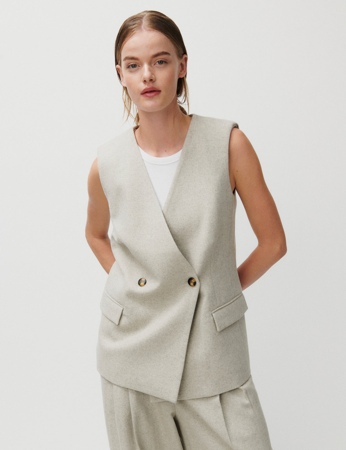 2NDDAY 2ND Jules - Herringbone suiting - Vest Vest 161305 String