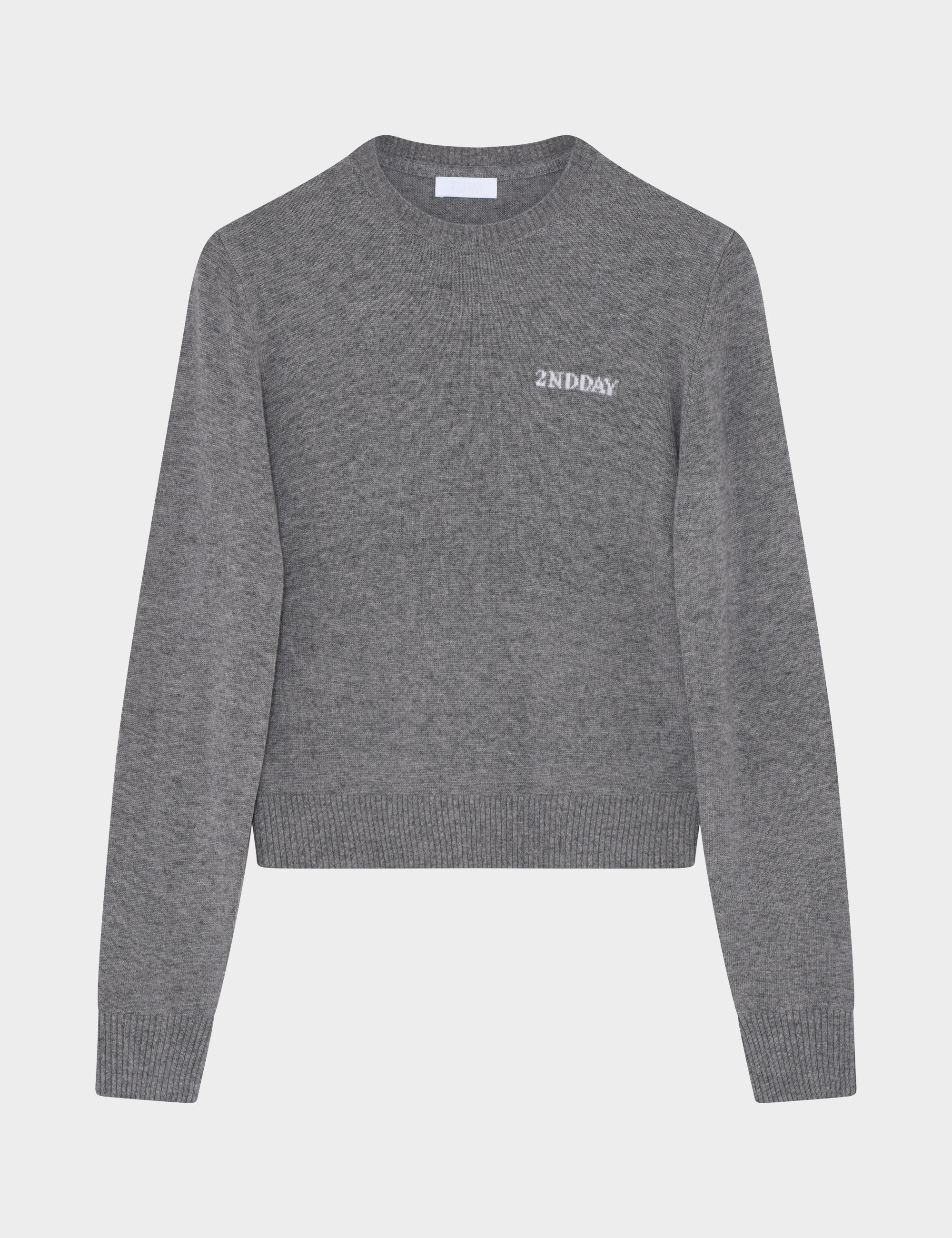 2NDDAY 2ND Lance TT - Soft Wool Blend Pullover 420129 Light Grey Melange