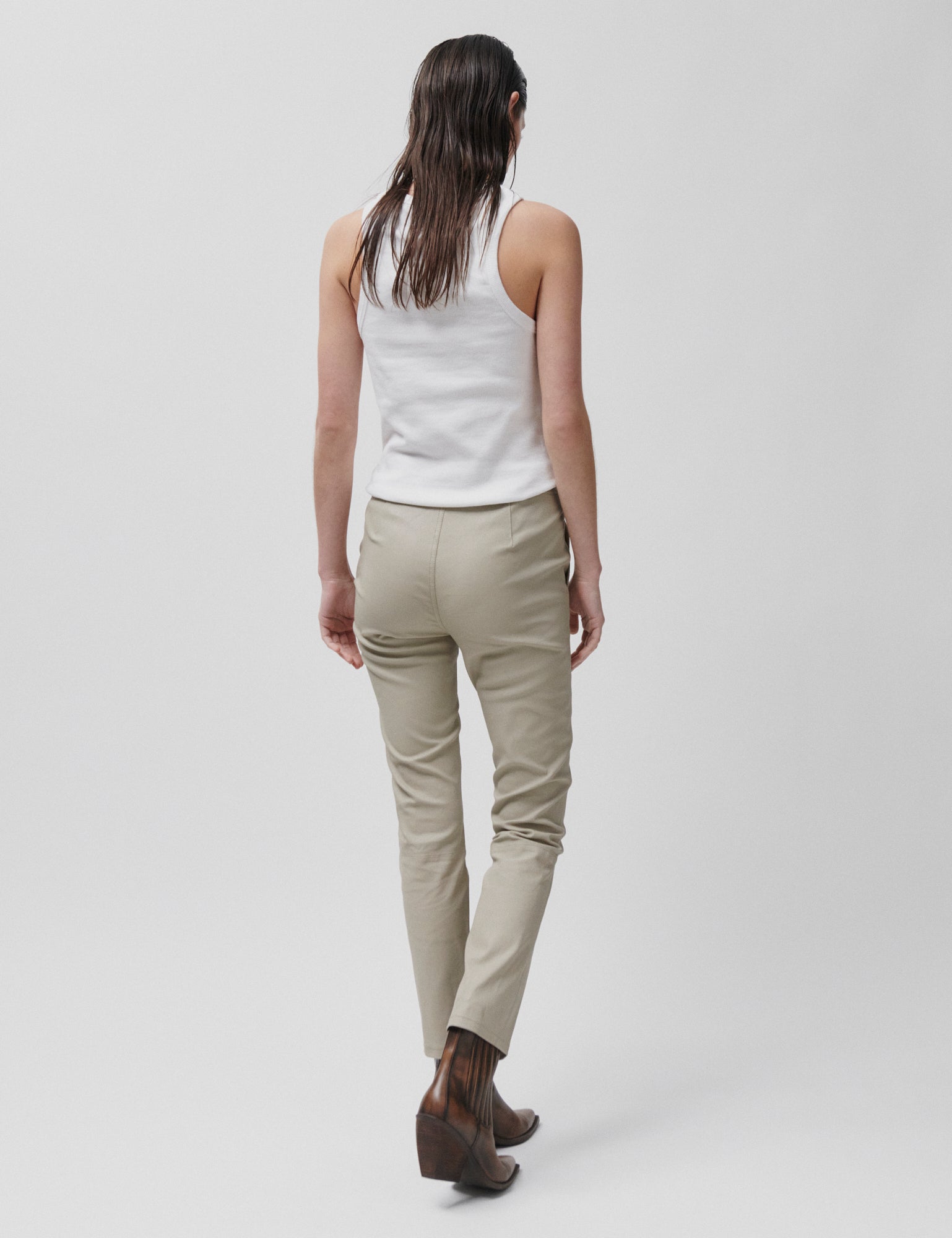 2NDDAY 2ND Leya - Refined Stretch Leather - Pants Pants 161105 Plaza Taupe