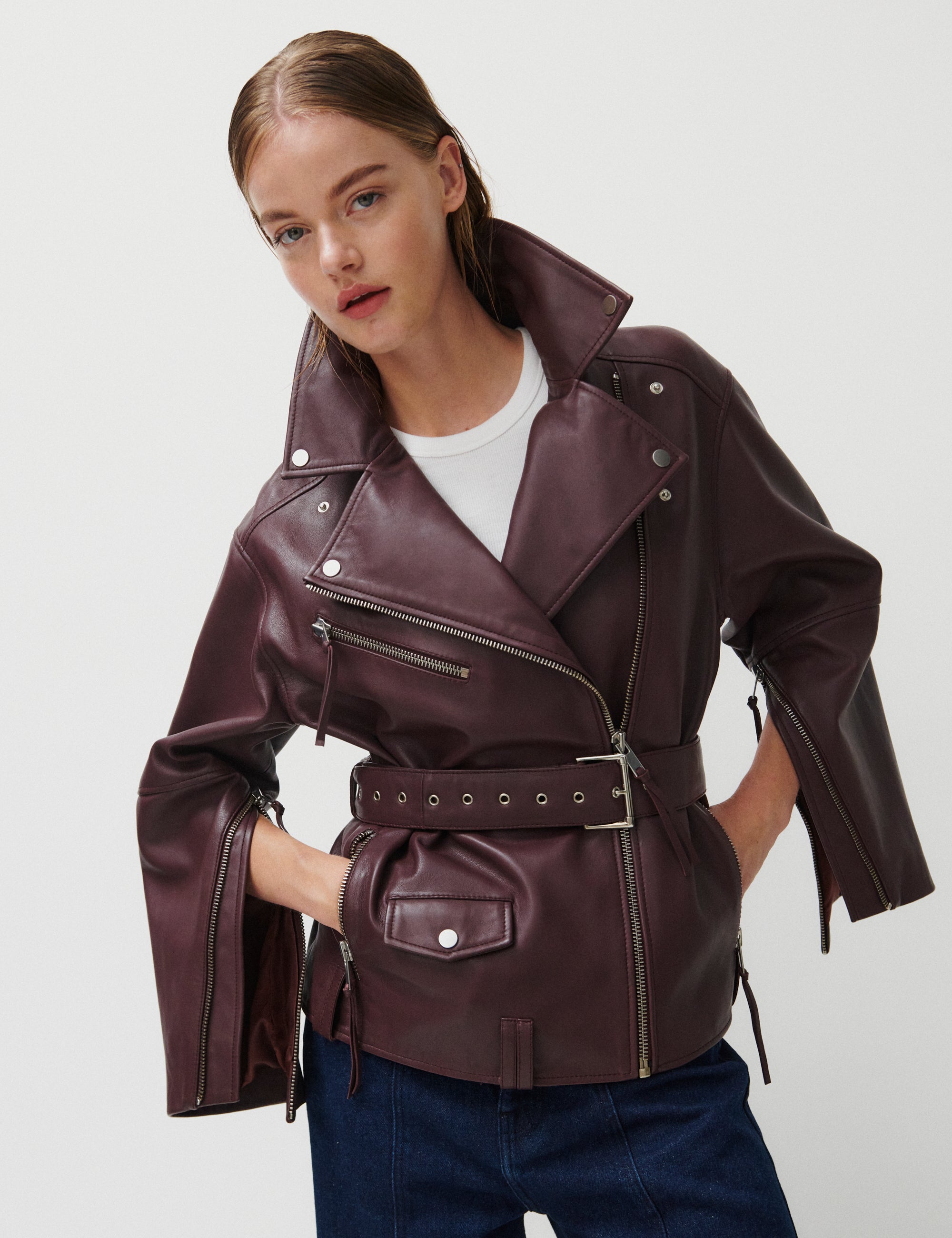 2NDDAY 2ND Lotus - Fine Leather Jacket 09016 Catawba Grape