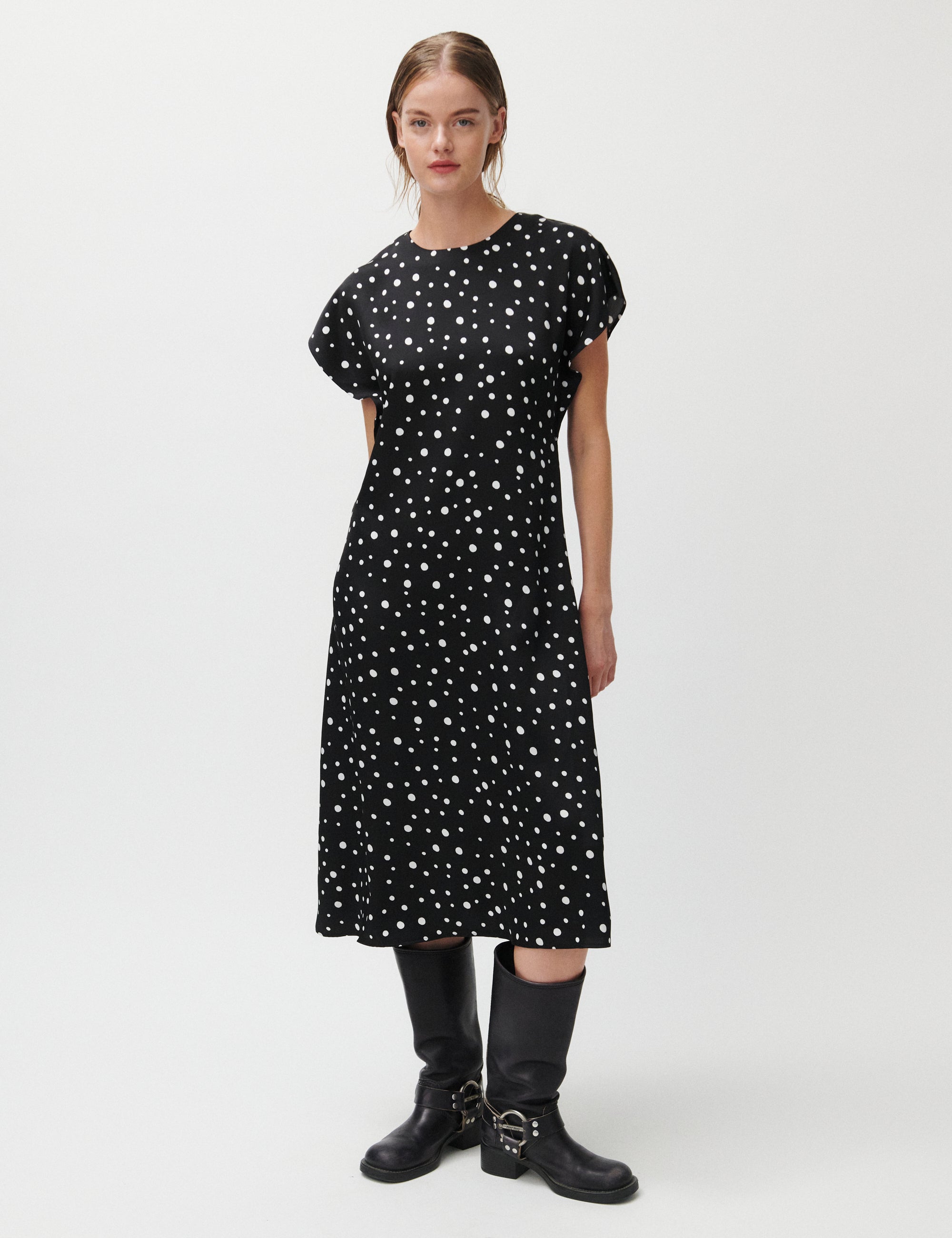 2NDDAY 2ND Patrice - Heavy Satin Dress 420155 White Polka Dot