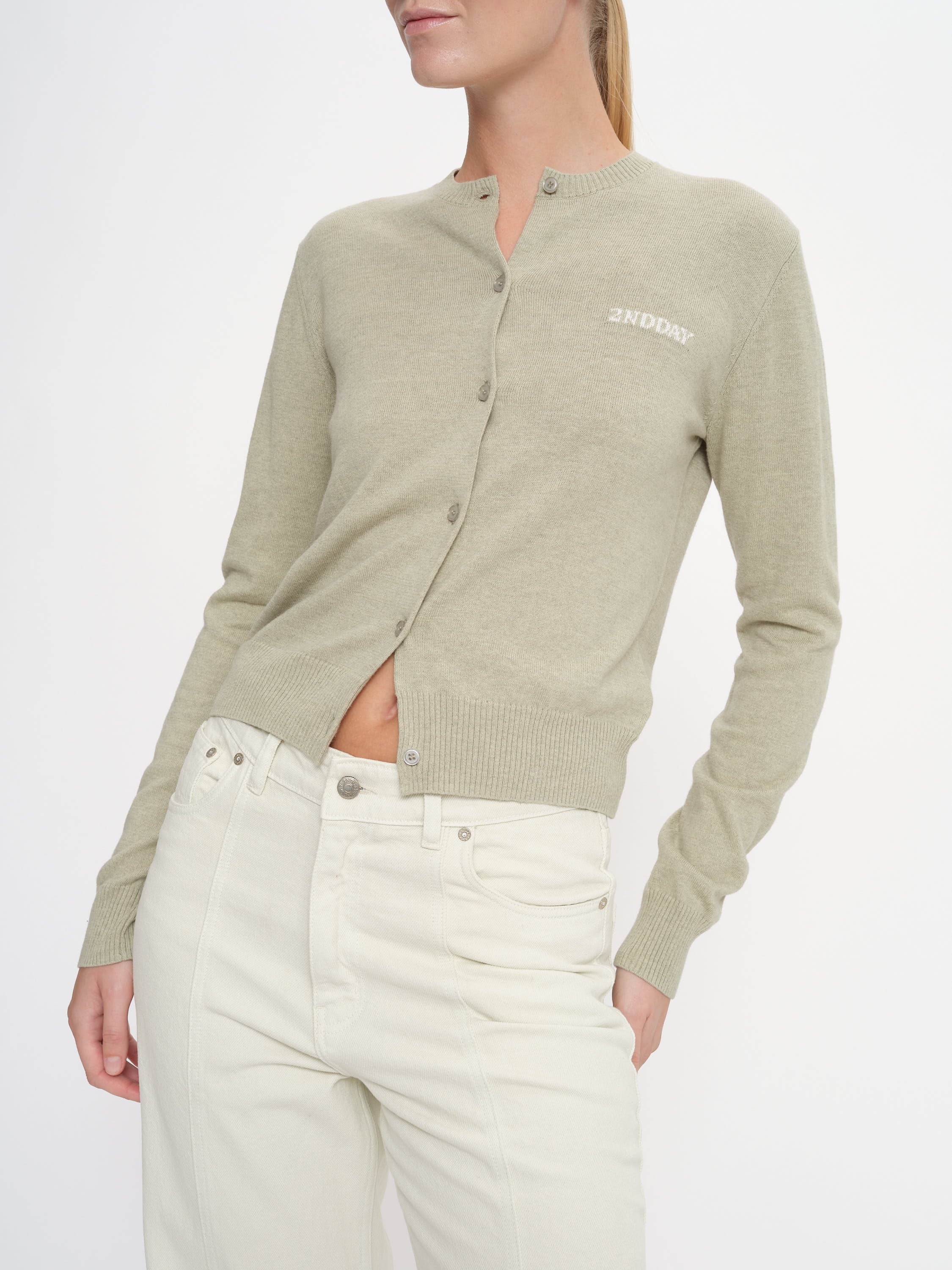 2NDDAY 2ND Vinny - Soft Wool Blend Cardigan 160110 Desert Sage