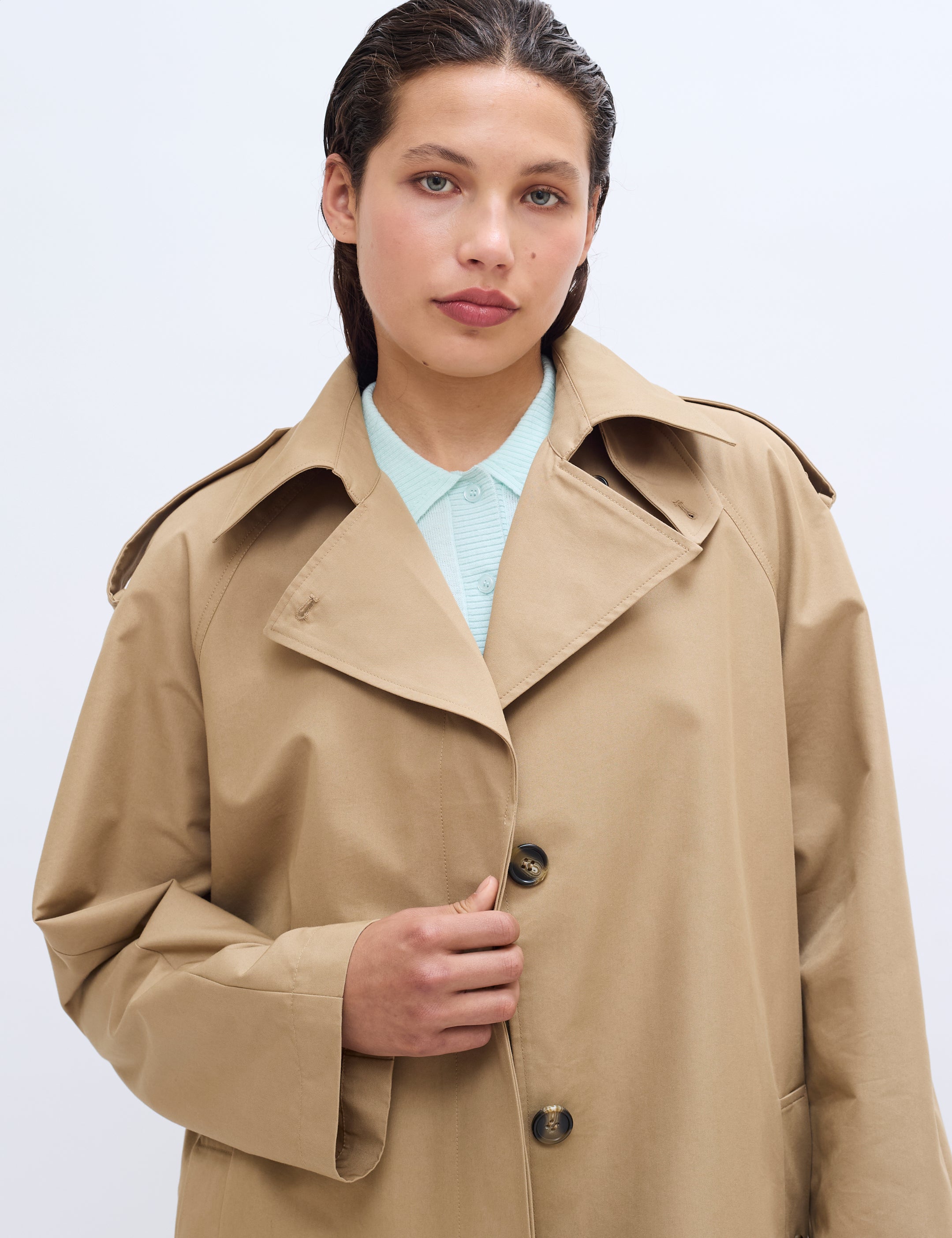 2NDDAY 2ND Willona - Firm Cotton Coat 171022 Kelp