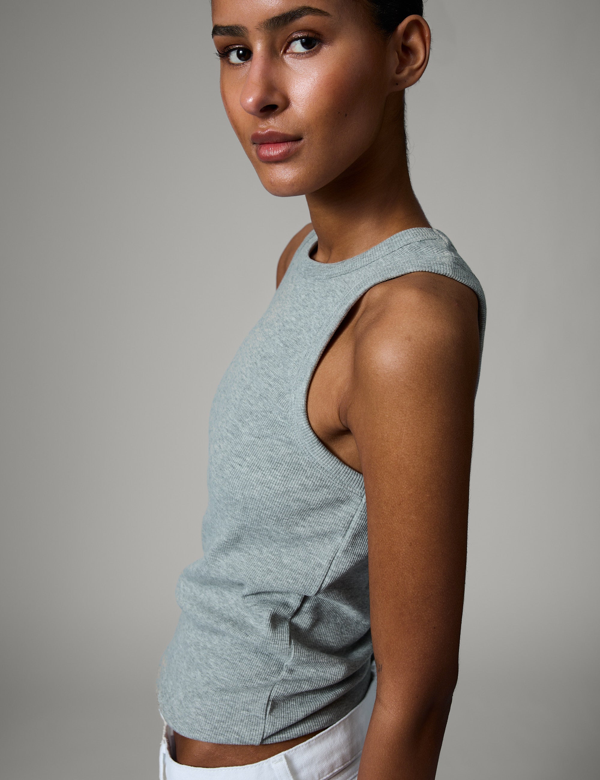 DAY Birger ét Mikkelsen Alisson - Classic Rib - Top Top 500036 Light Grey Melange