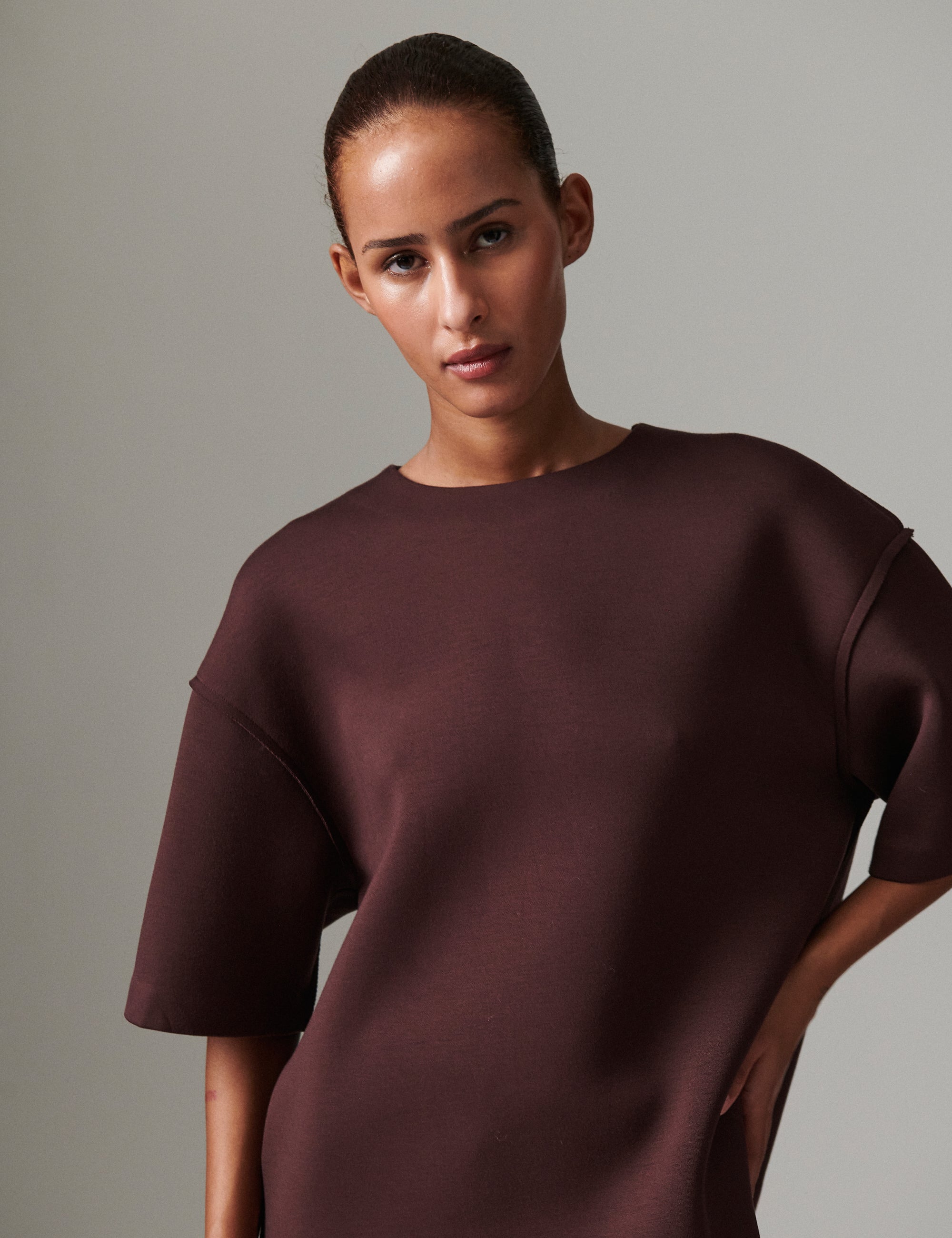 DAY Birger ét Mikkelsen Amalie - Scuba Tops & T-Shirts 191110 CHOCOLATE PLUM