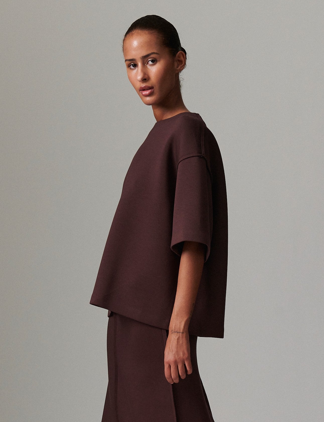 DAY Birger ét Mikkelsen Amalie - Scuba Tops & T-Shirts 191110 CHOCOLATE PLUM