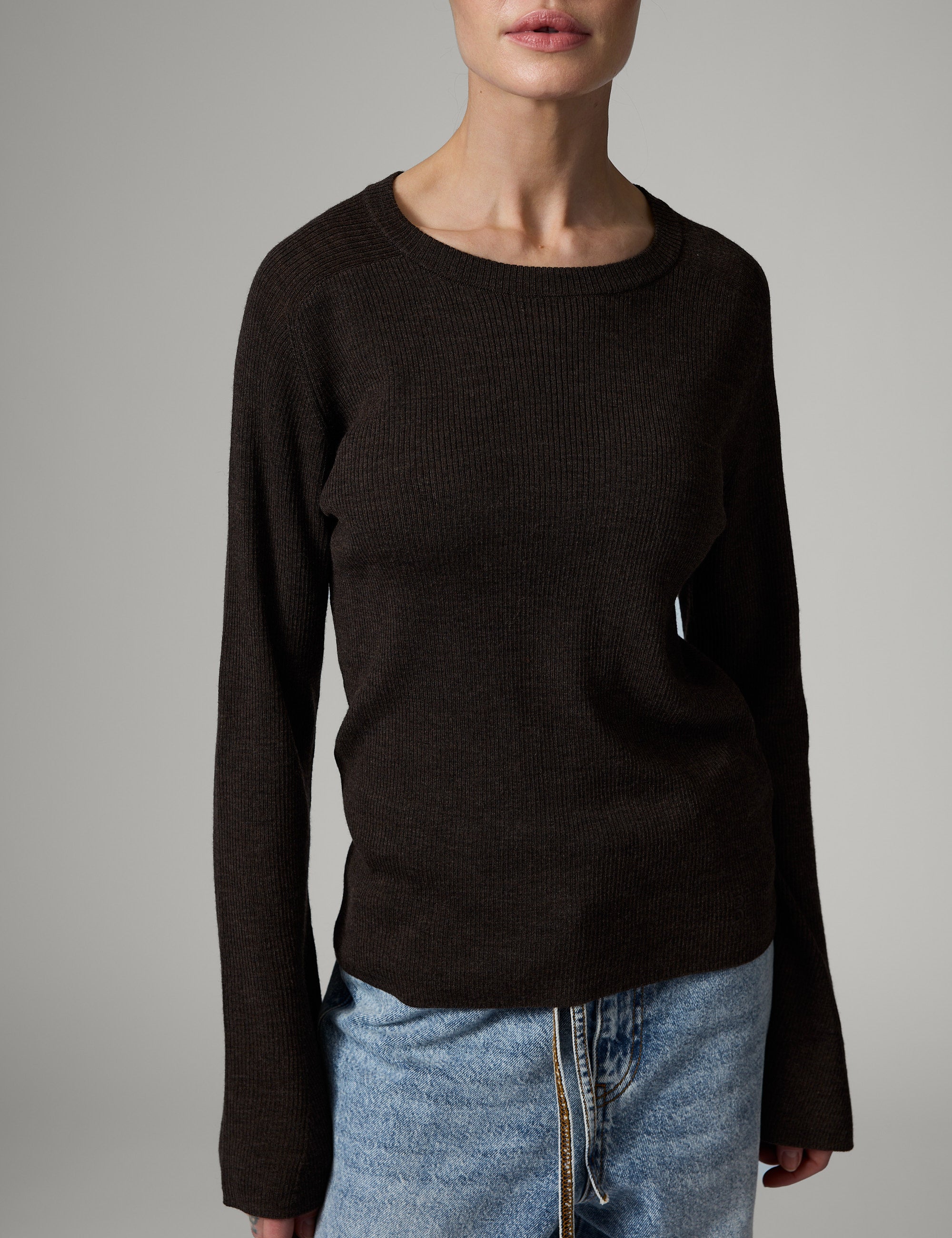 DAY Birger ét Mikkelsen Anabelle Rib - Daily Elements - Pullover Pullover 500116 DARK BROWN MELANGE