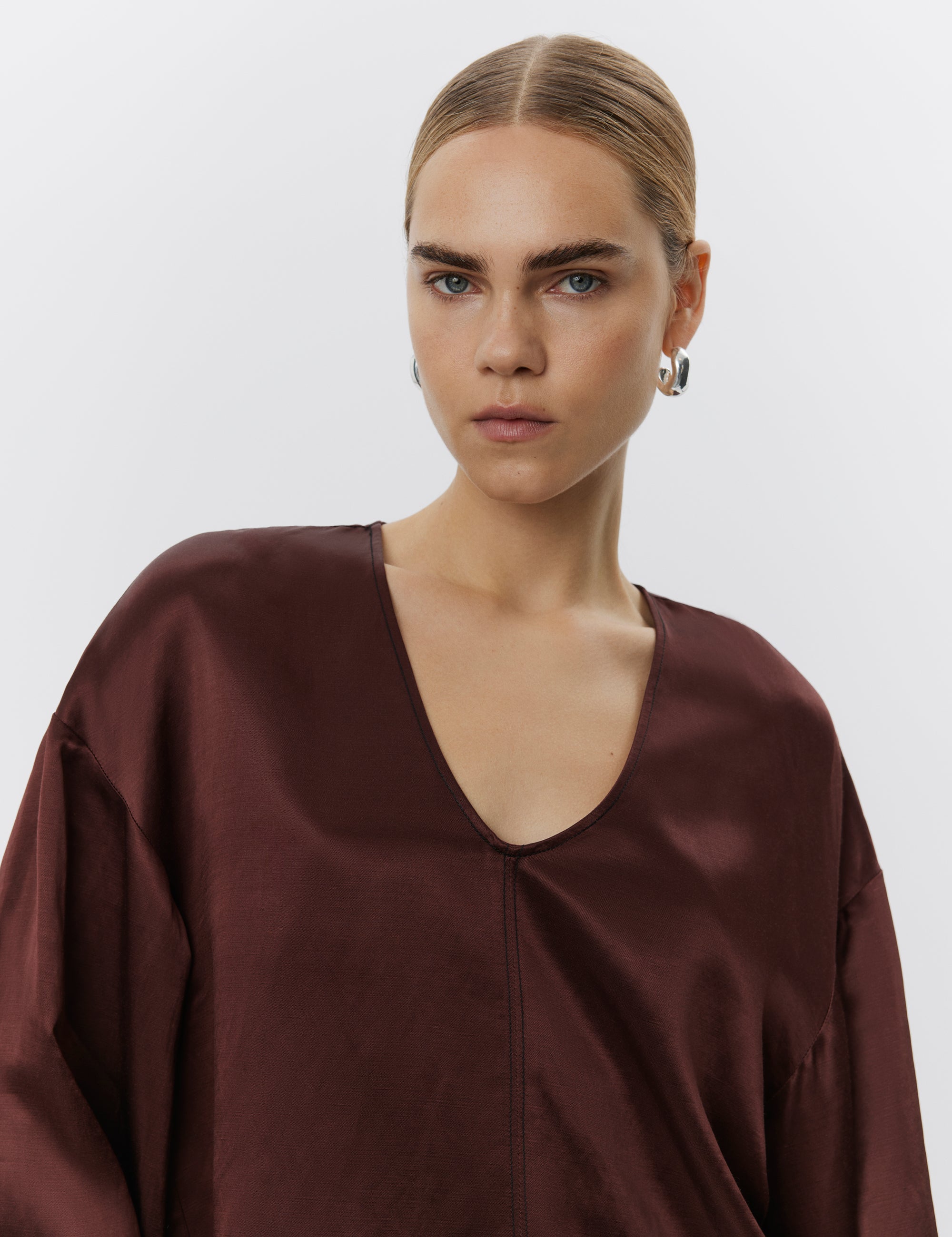 DAY Birger ét Mikkelsen Arkin - High Shine Blend Tops & T-Shirts 191317 Bitter Chocolate