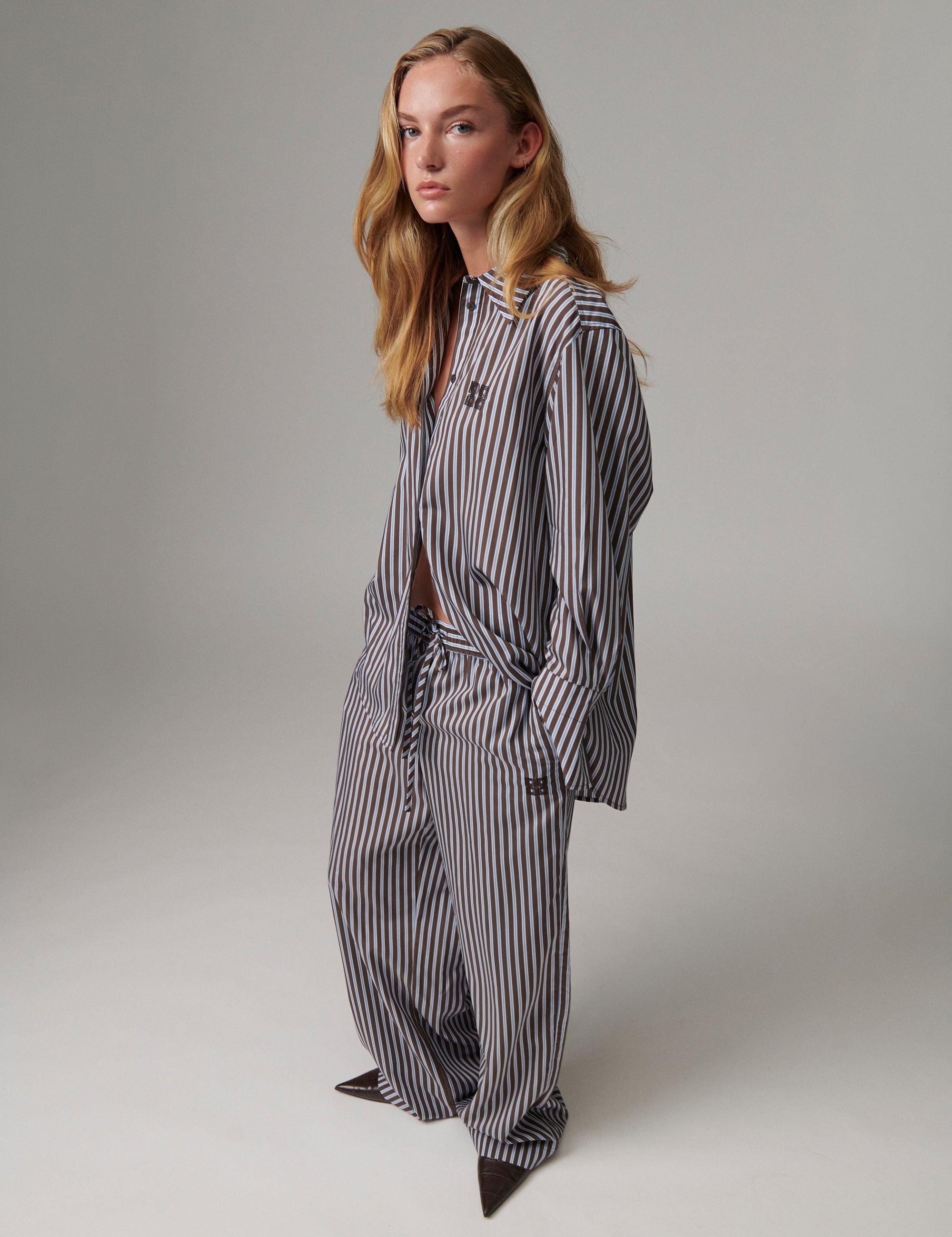 DAY Birger ét Mikkelsen DAYZoe - Daylounge Stripe - Shirt Pants 10082 Brown Stripe