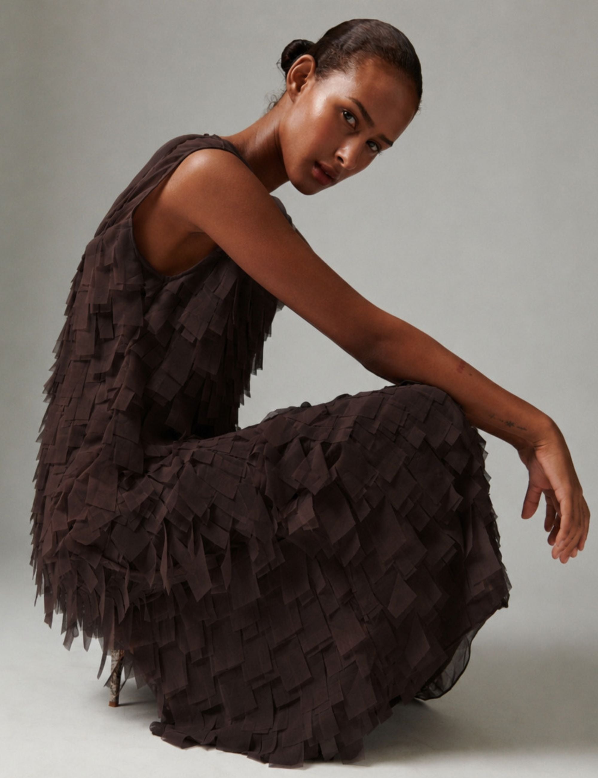 DAY Birger ét Mikkelsen Fig - Chiffon Fringe - Dress Dress 10037 Coffee Bean