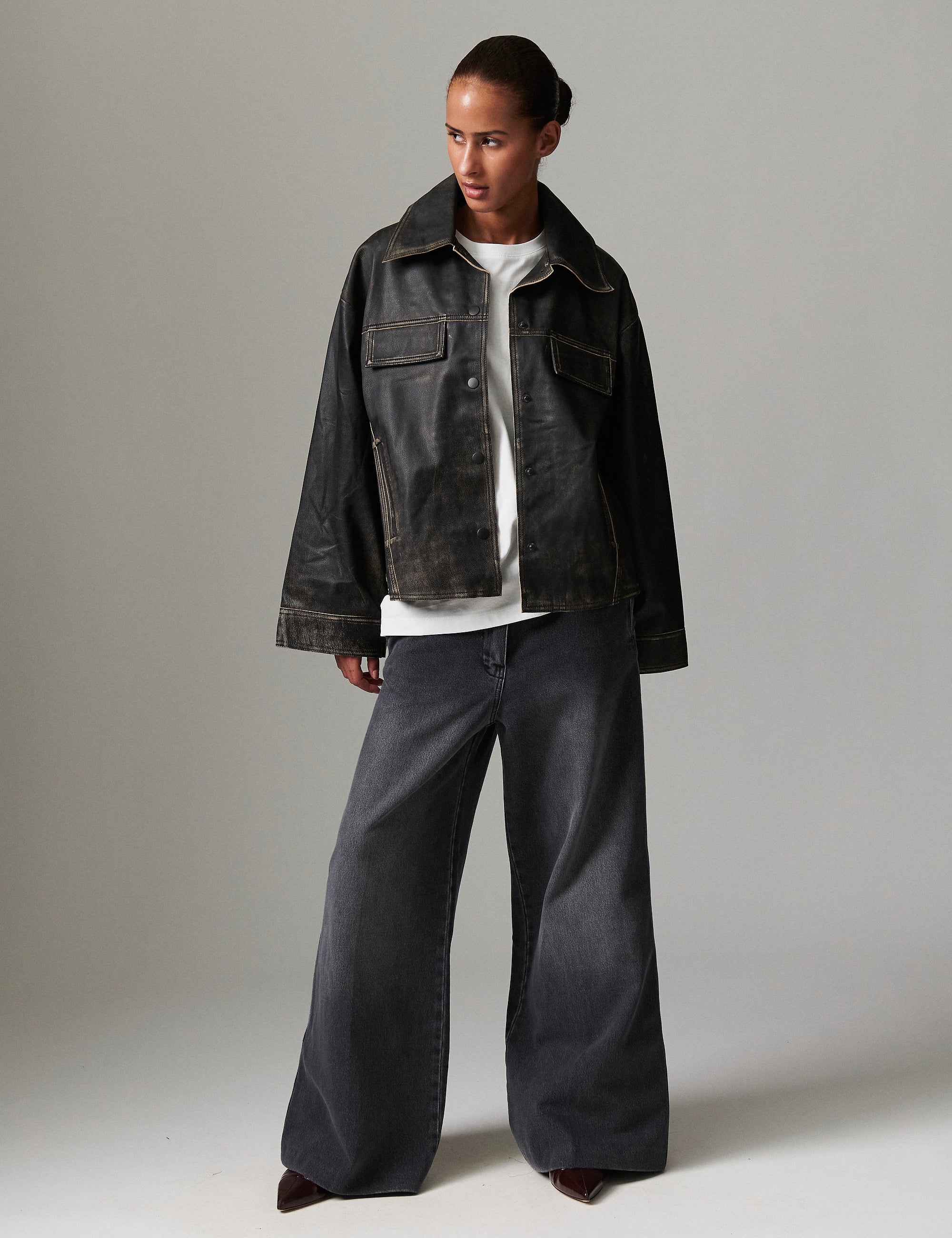 DAY Birger ét Mikkelsen Florian - Distressed Leather Coats & Jackets 190303 BLACK