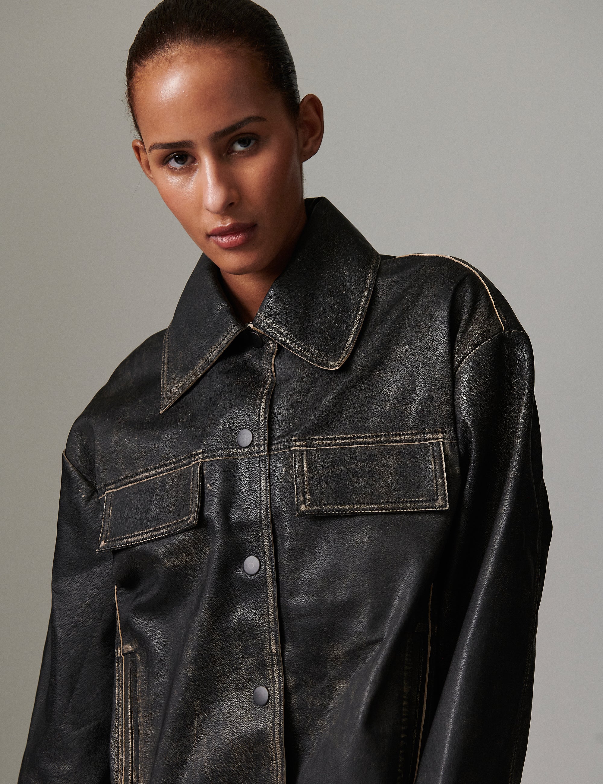 DAY Birger ét Mikkelsen Florian - Distressed Leather Coats & Jackets 190303 BLACK