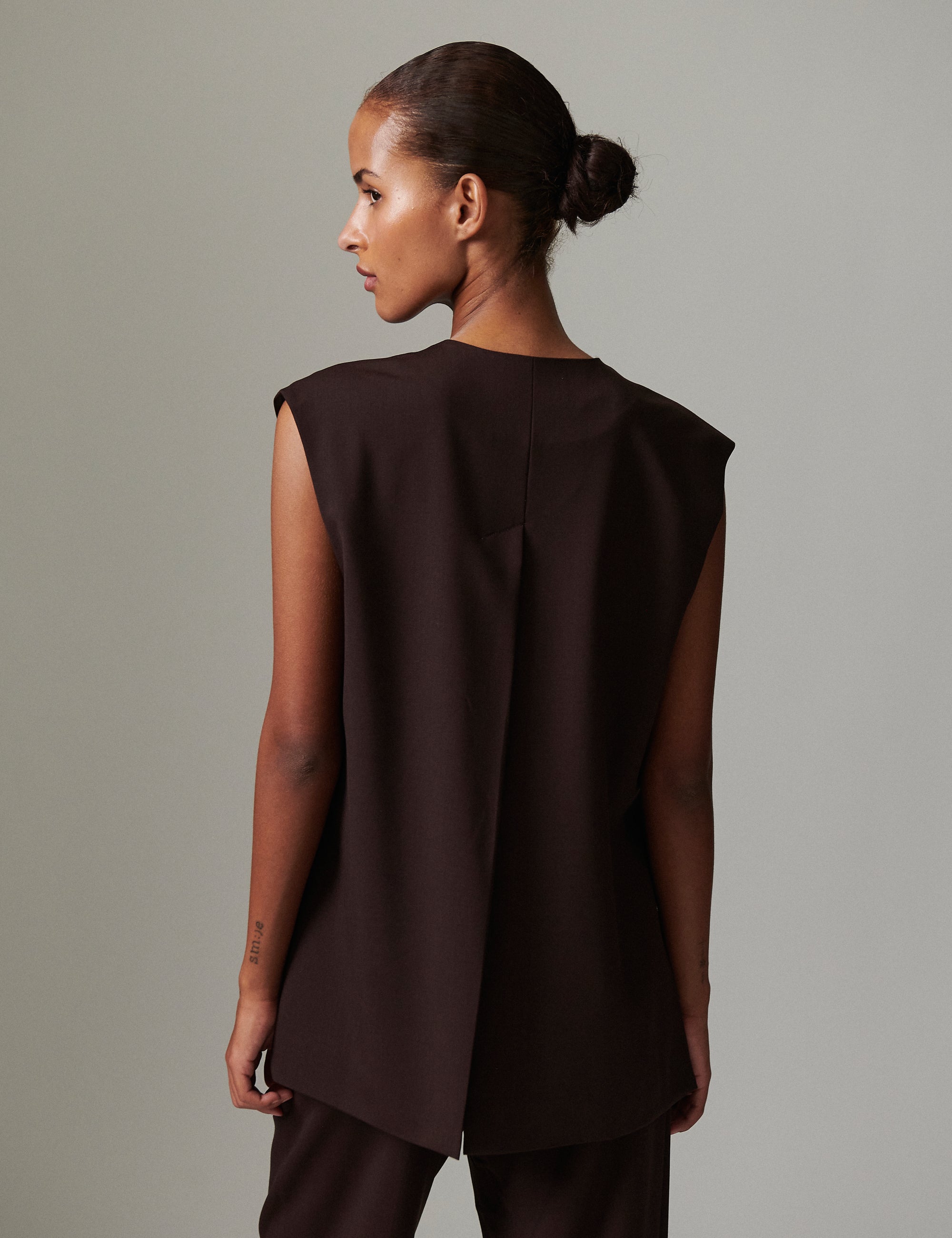 DAY Birger ét Mikkelsen Francine - Classic Wool Blend Waistcoat 191110 CHOCOLATE PLUM