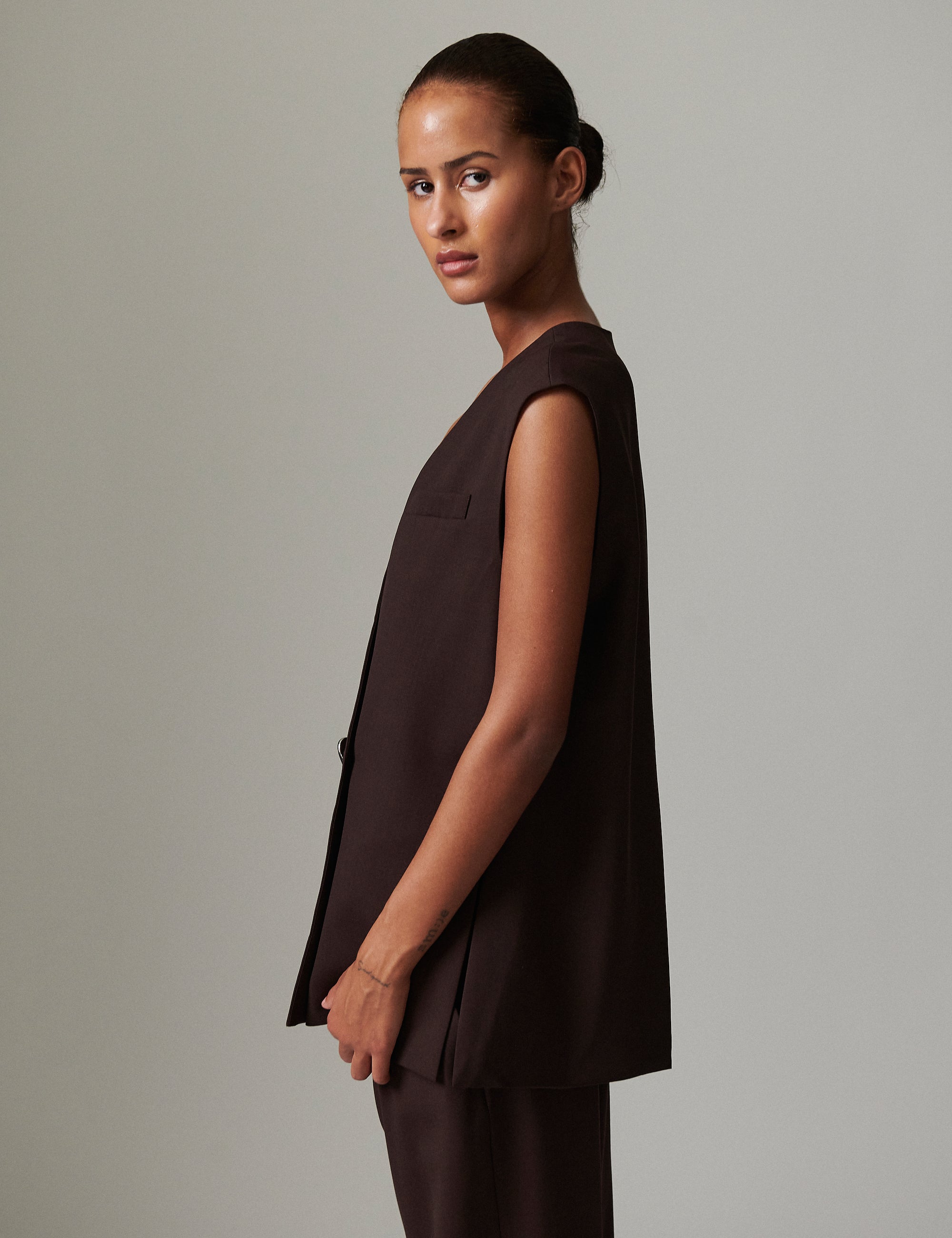 DAY Birger ét Mikkelsen Francine - Classic Wool Blend Waistcoat 191110 CHOCOLATE PLUM