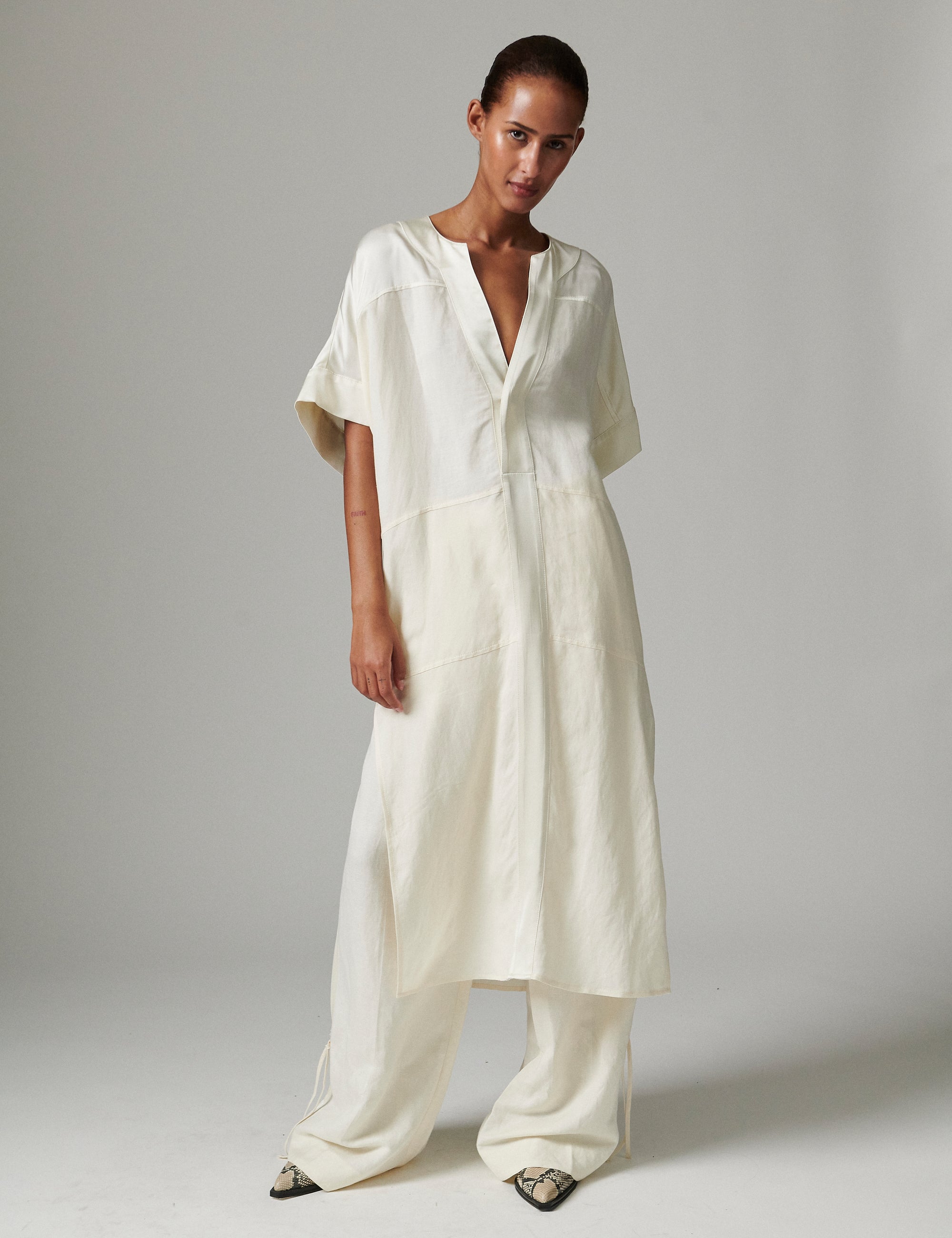 DAY Birger ét Mikkelsen Garson - Contrast Linen Dress 110605 JET STREAM