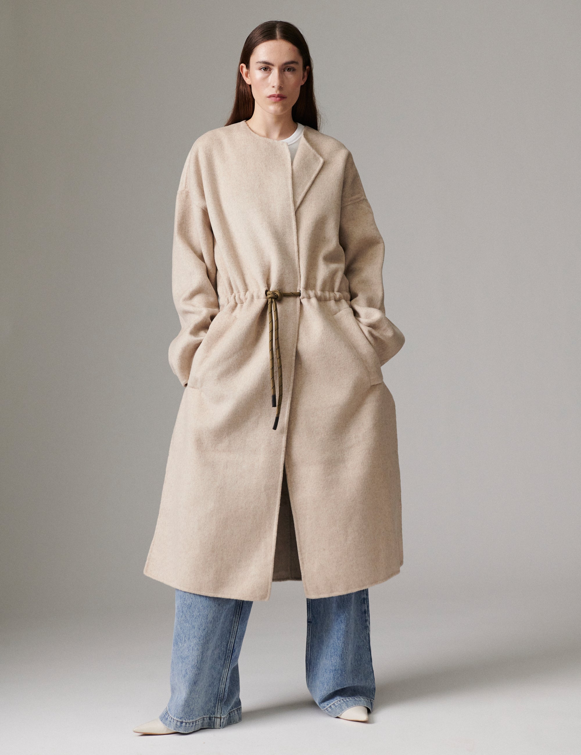 美品 PERVERZE Double Face Wool Large Coat Joel - Double Faced Wool - Coat - PISTACHIO SHELL MELANGE