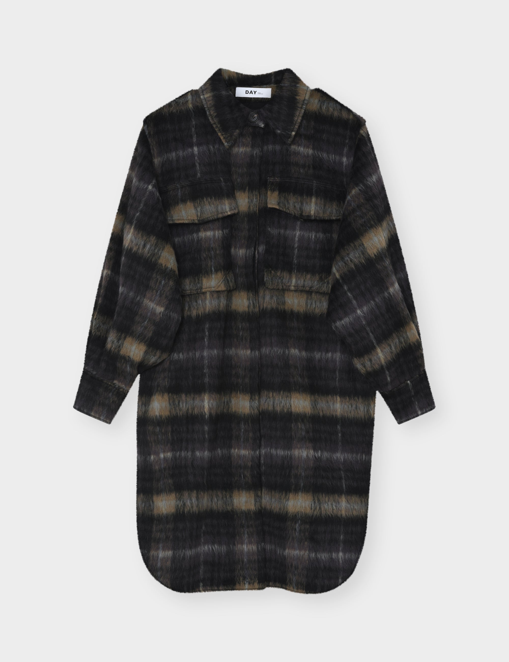 DAY Birger ét Mikkelsen Josiah - Fluffy Flannel - Coat Coat 500006 Medium Grey Melange