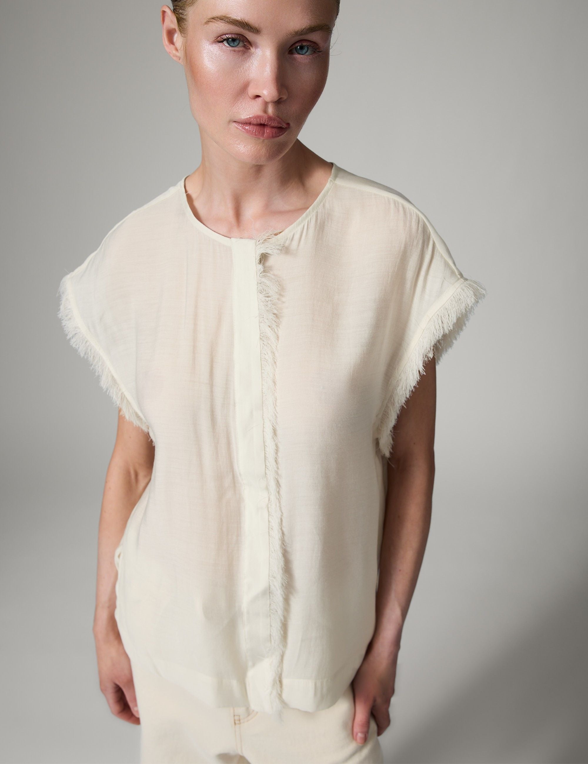 DAY Birger ét Mikkelsen Kua - Sheer Fringes Tops & T-Shirts 110605 Jet Stream