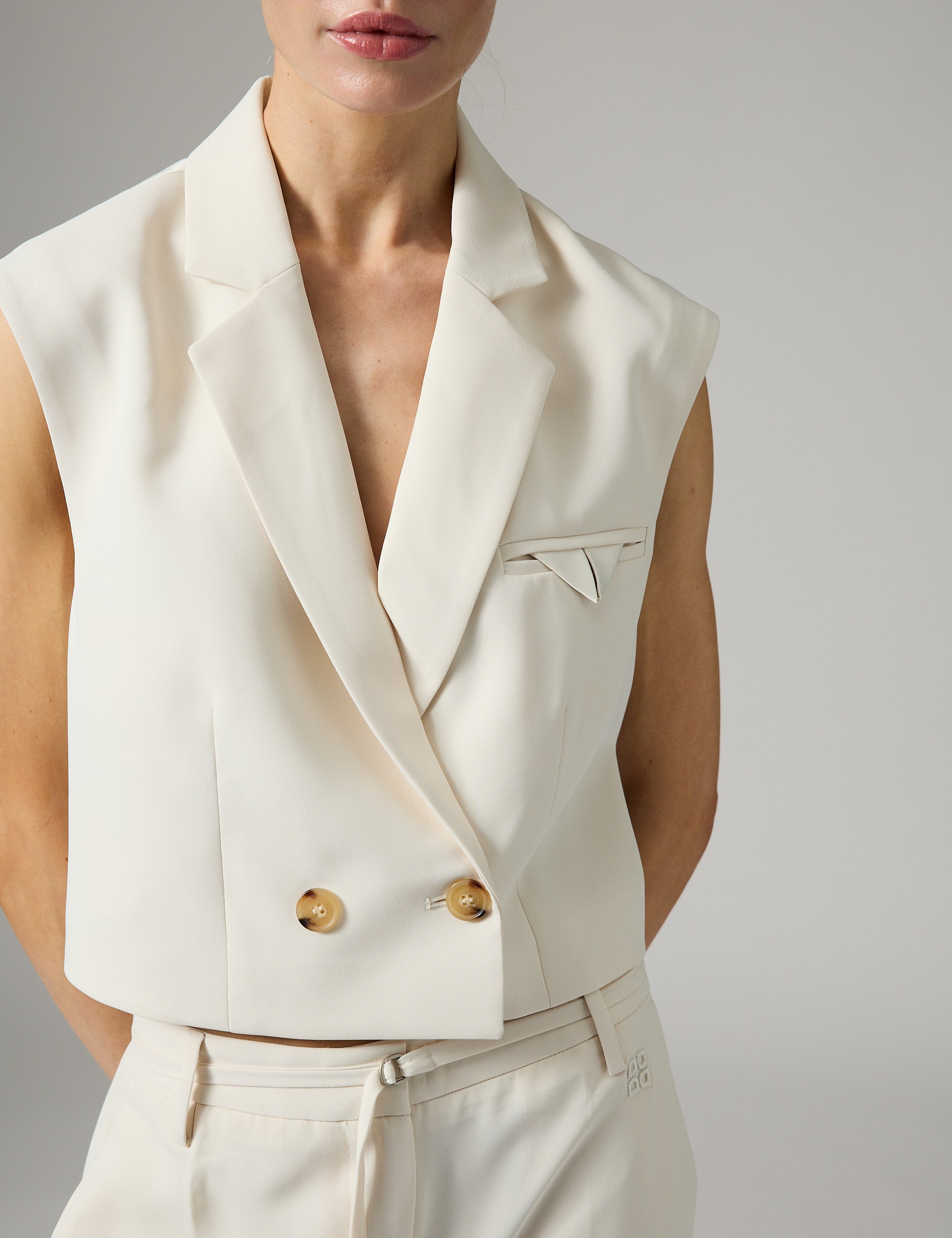 DAY Birger ét Mikkelsen Marnie - Classic Gabardine Waistcoat 01002 Ivory Shade