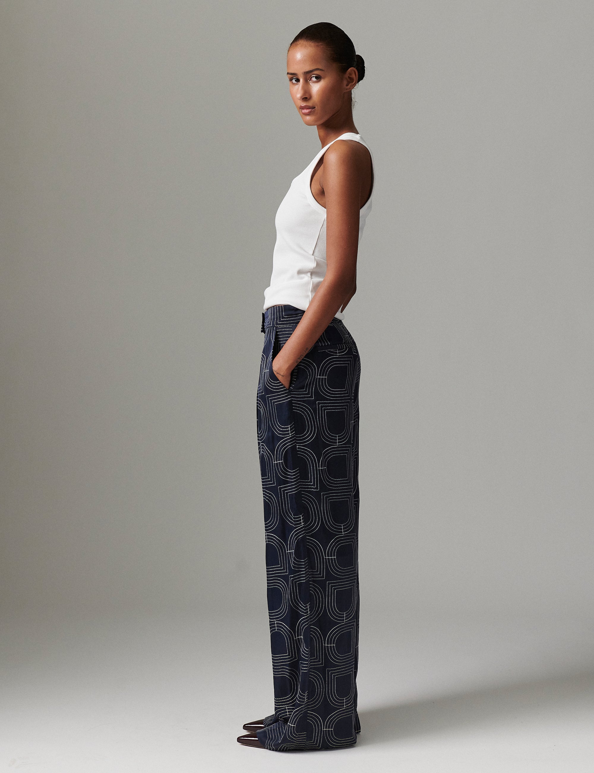 DAY Birger ét Mikkelsen Phoebe - Fluid Viscose Stitch Pants 194020 DARK SAPPHIRE.