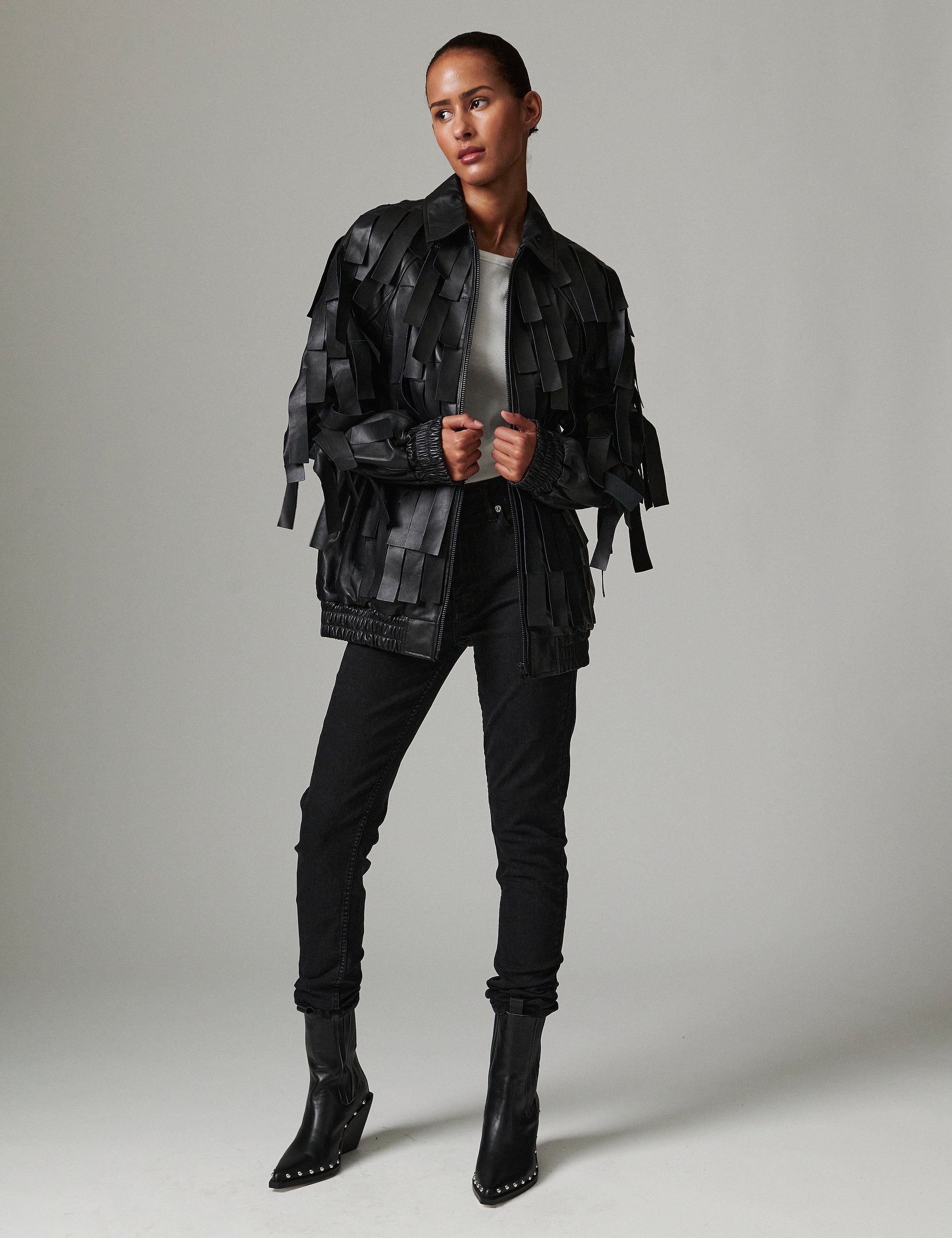 DAY Birger ét Mikkelsen Rafia - Soft Lamb Leather Jackets 190303 BLACK