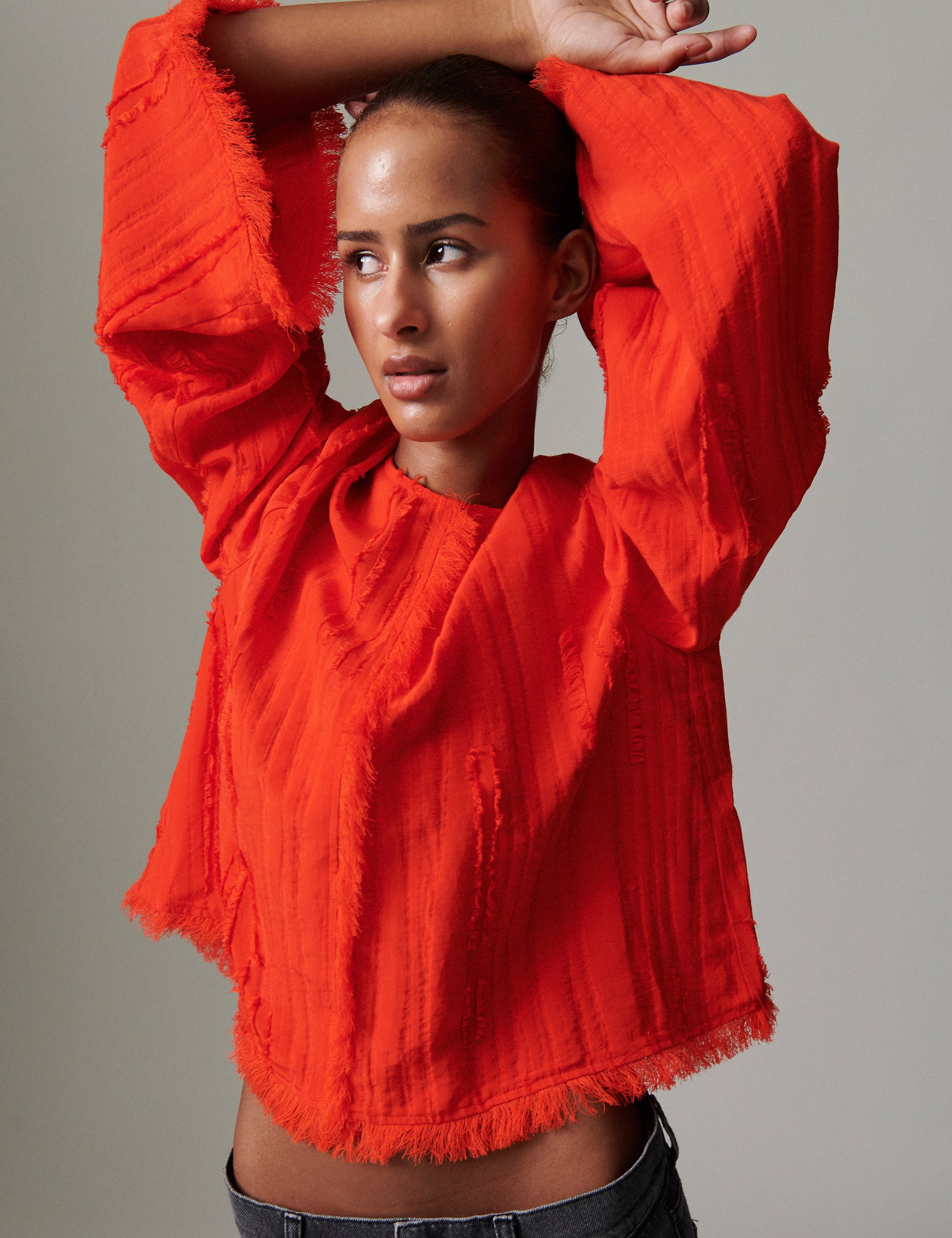 DAY Birger ét Mikkelsen Ralph - Structured fringes Tops & T-Shirts 181664 FIERY RED.