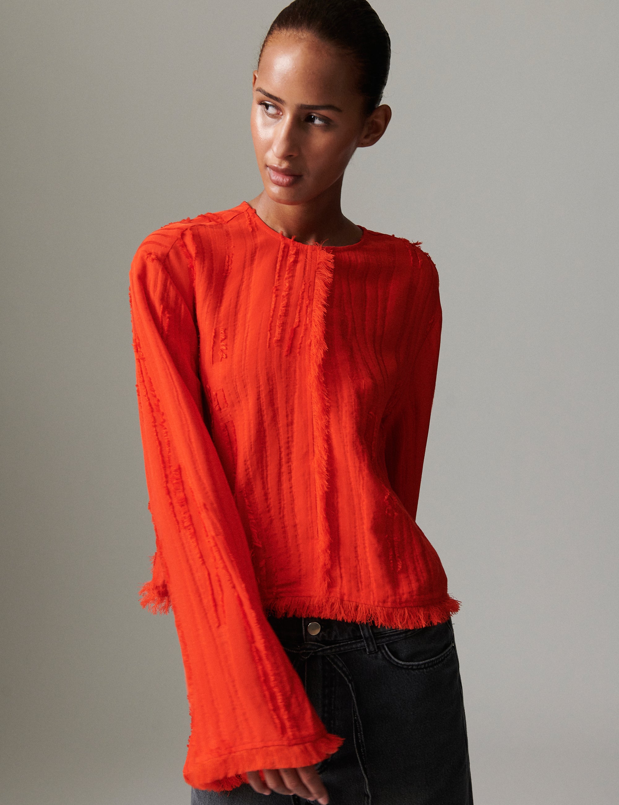DAY Birger ét Mikkelsen Ralph - Structured fringes Tops & T-Shirts 181664 FIERY RED.
