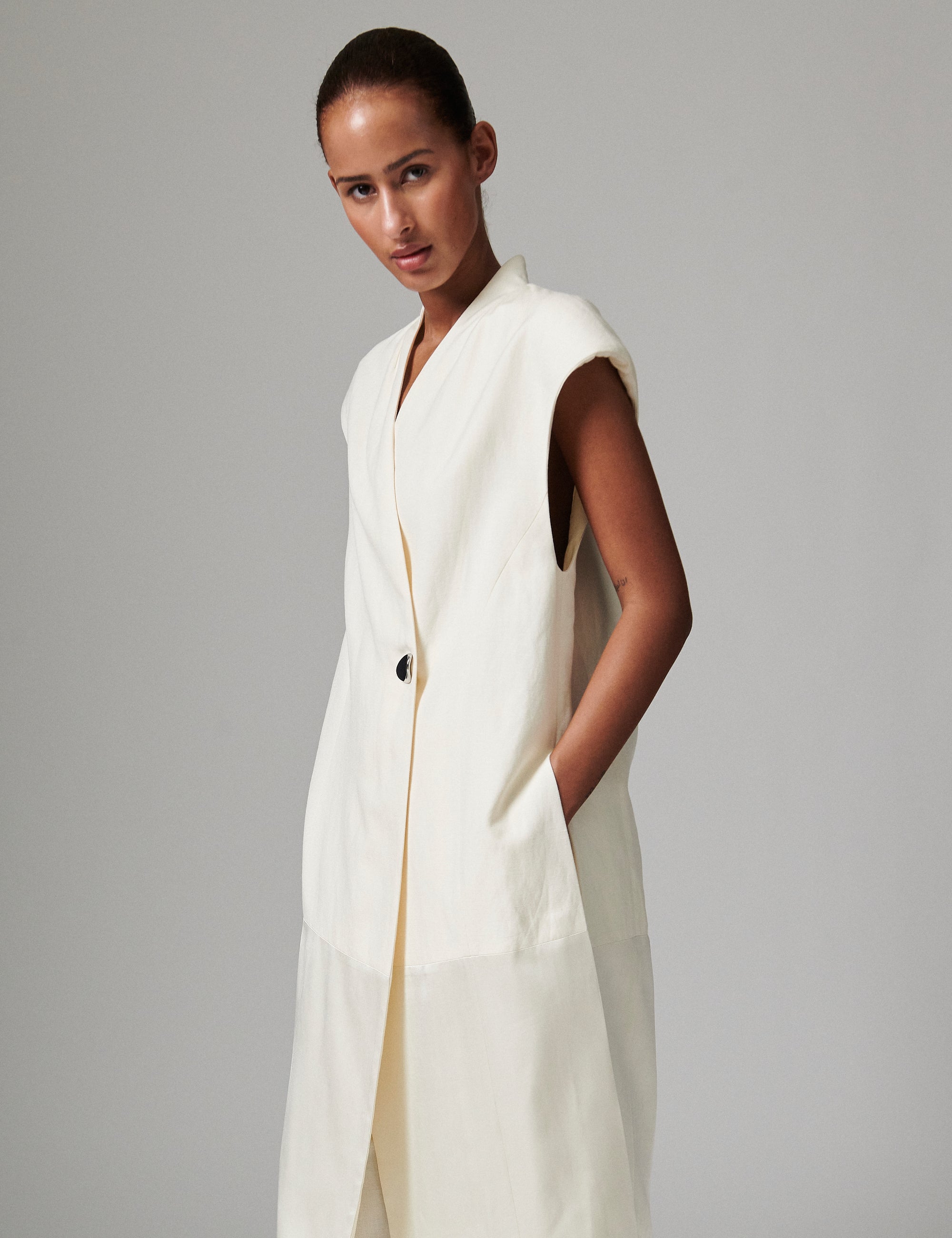 DAY Birger ét Mikkelsen Rorina - Contrast Linen Waistcoat 110605 JETSTREAM