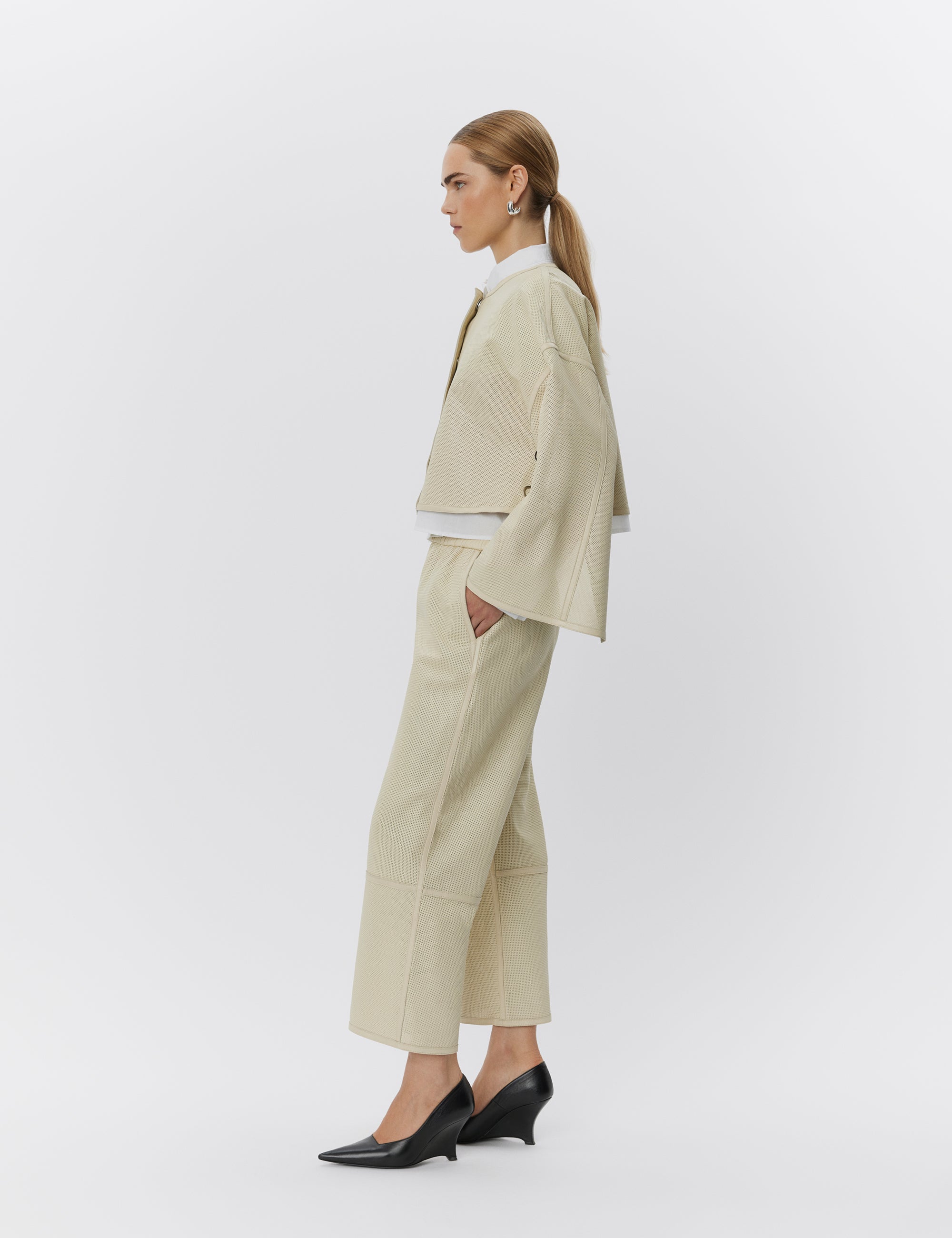 DAY Birger ét Mikkelsen Sally - Perforated Leather Shirts & Blouses 120110 PISTACHIO SHELL.