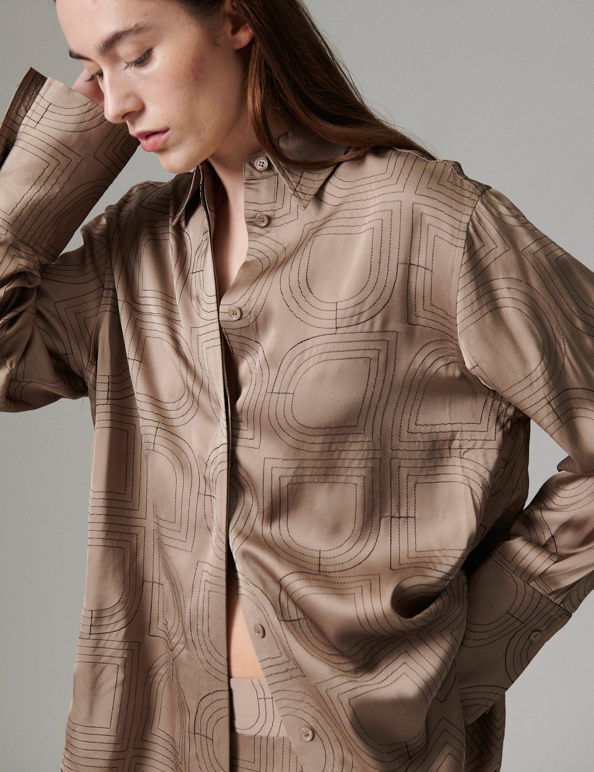 DAY Birger ét Mikkelsen Stella- Fluid Viscose Stitch - Shirt Shirt 181112 Walnut