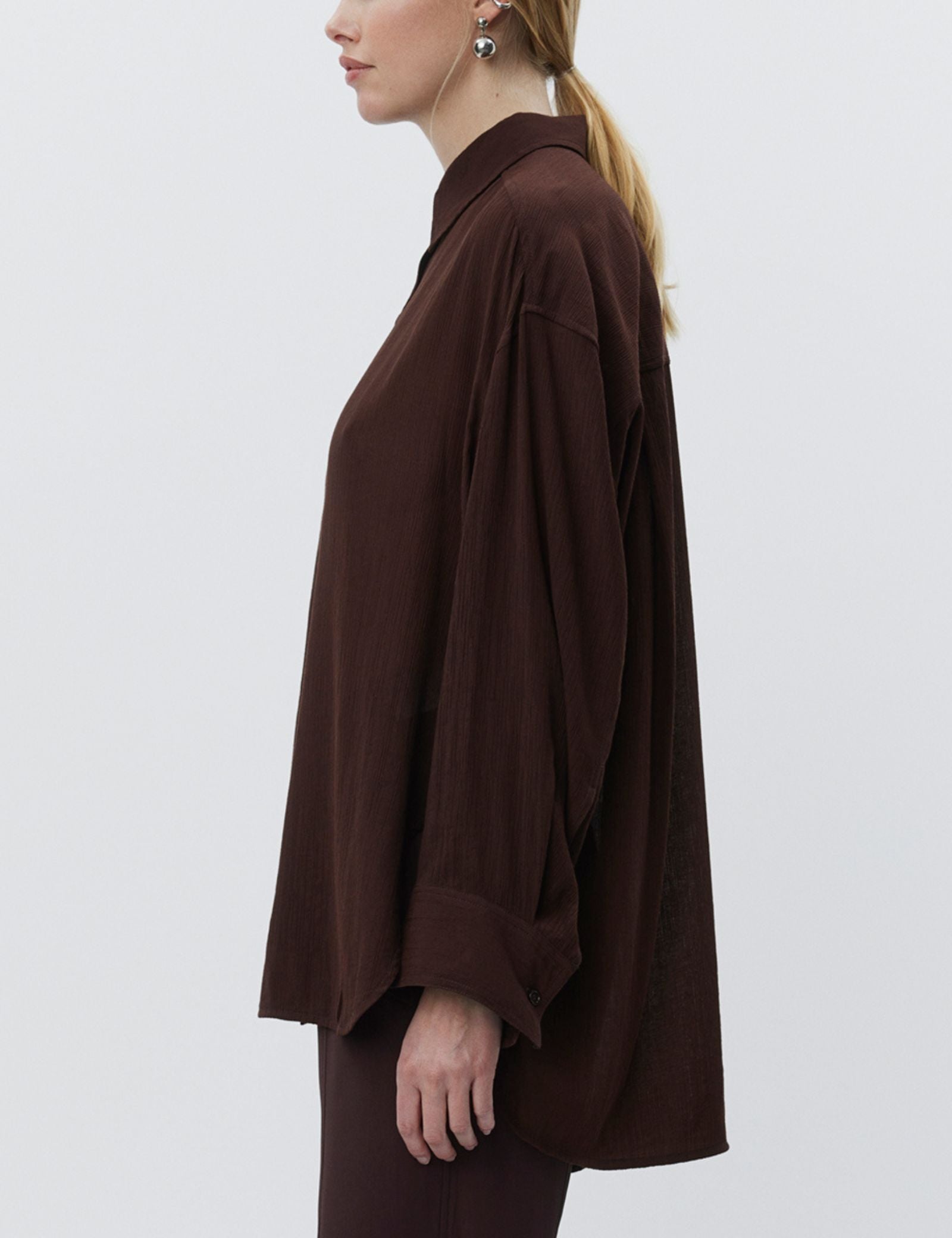 DAY Birger ét Mikkelsen Weiss - Light Wrinkled Structure Shirts & Blouses 191110 CHOCOLATE PLUM