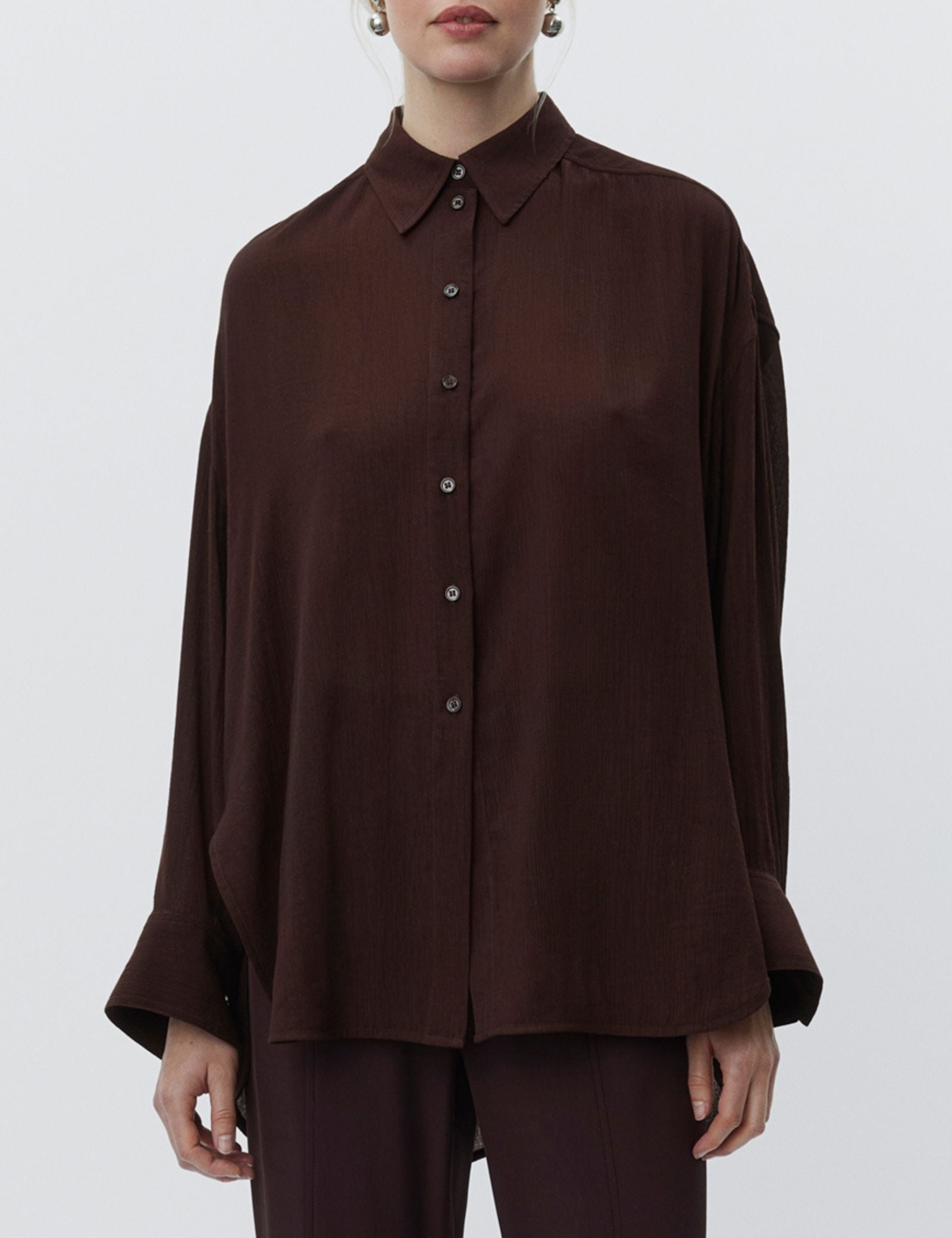 DAY Birger ét Mikkelsen Weiss - Light Wrinkled Structure Shirts & Blouses 191110 CHOCOLATE PLUM