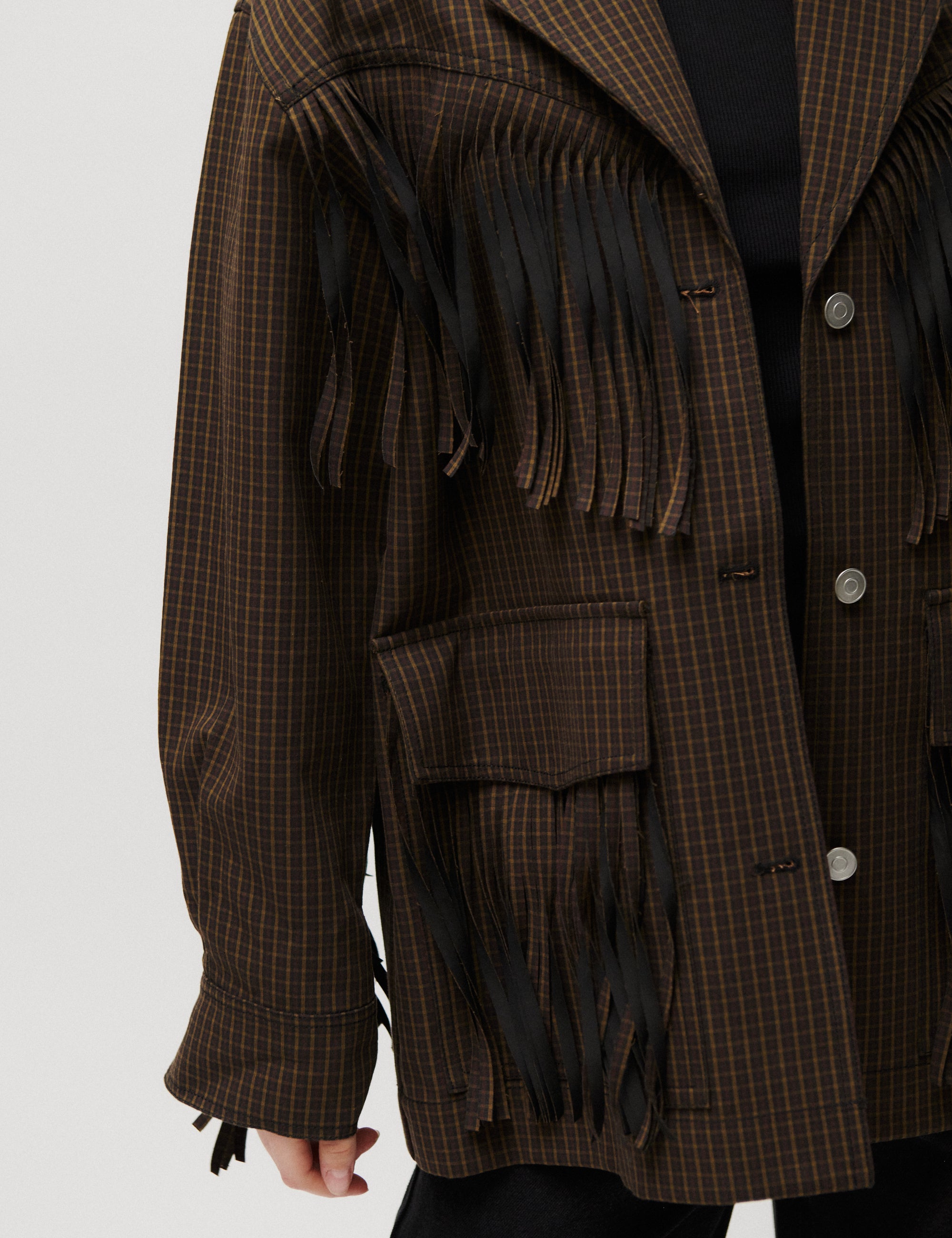 2NDDAY 2ND Brucina - Check Fringe - Jacket Jacket 181022 ERMINE