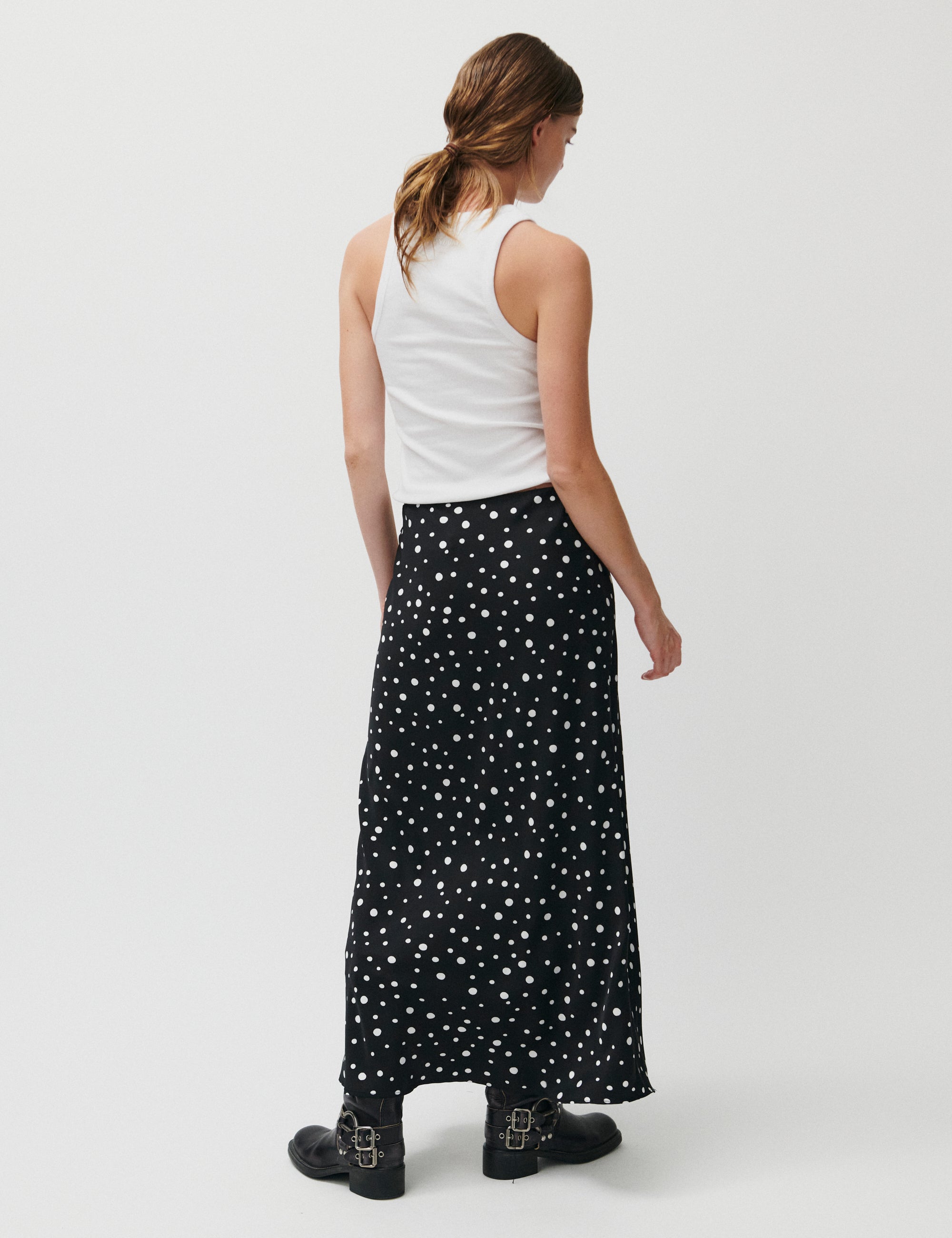 2NDDAY 2ND Cleas - Heavy Satin Skirt 420155 White Polka Dot