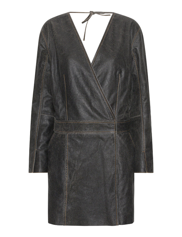 2NDDAY 2ND Clement - Leather Crush Dress 194008 Meteorite (Black)