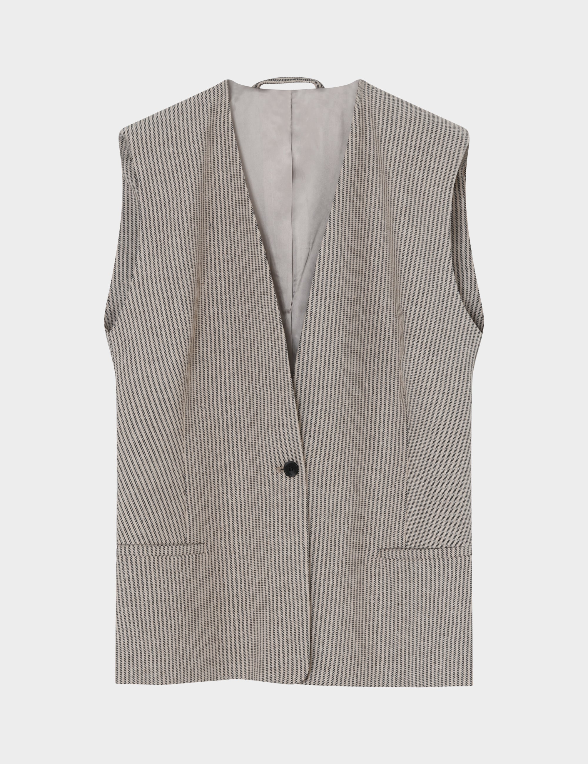2NDDAY 2ND Juell - Striped Linen Blend Waistcoat 130000 Moonbeam