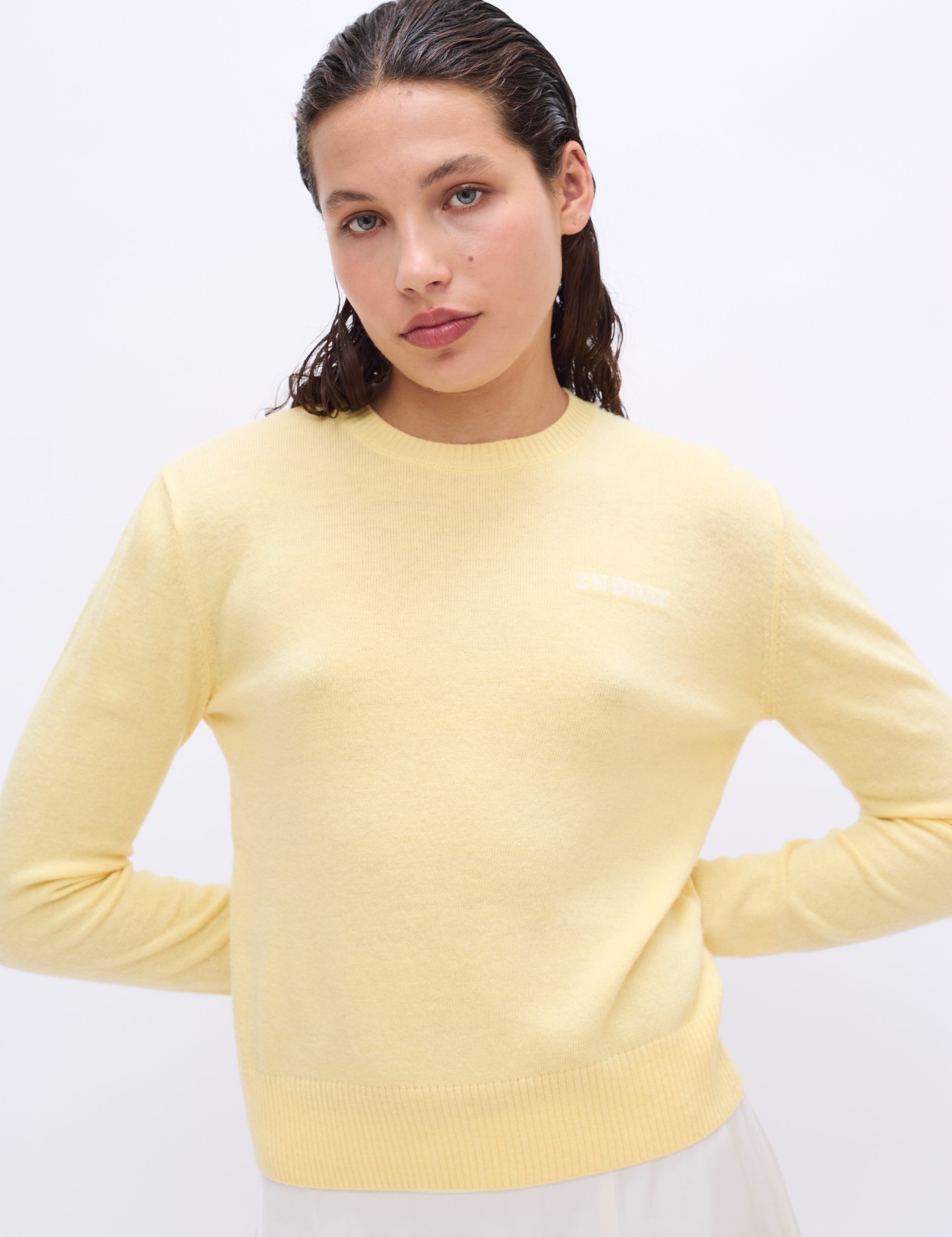 2NDDAY 2ND Lance - Soft Wool Blend Pullover 06032 Mellow Yellow