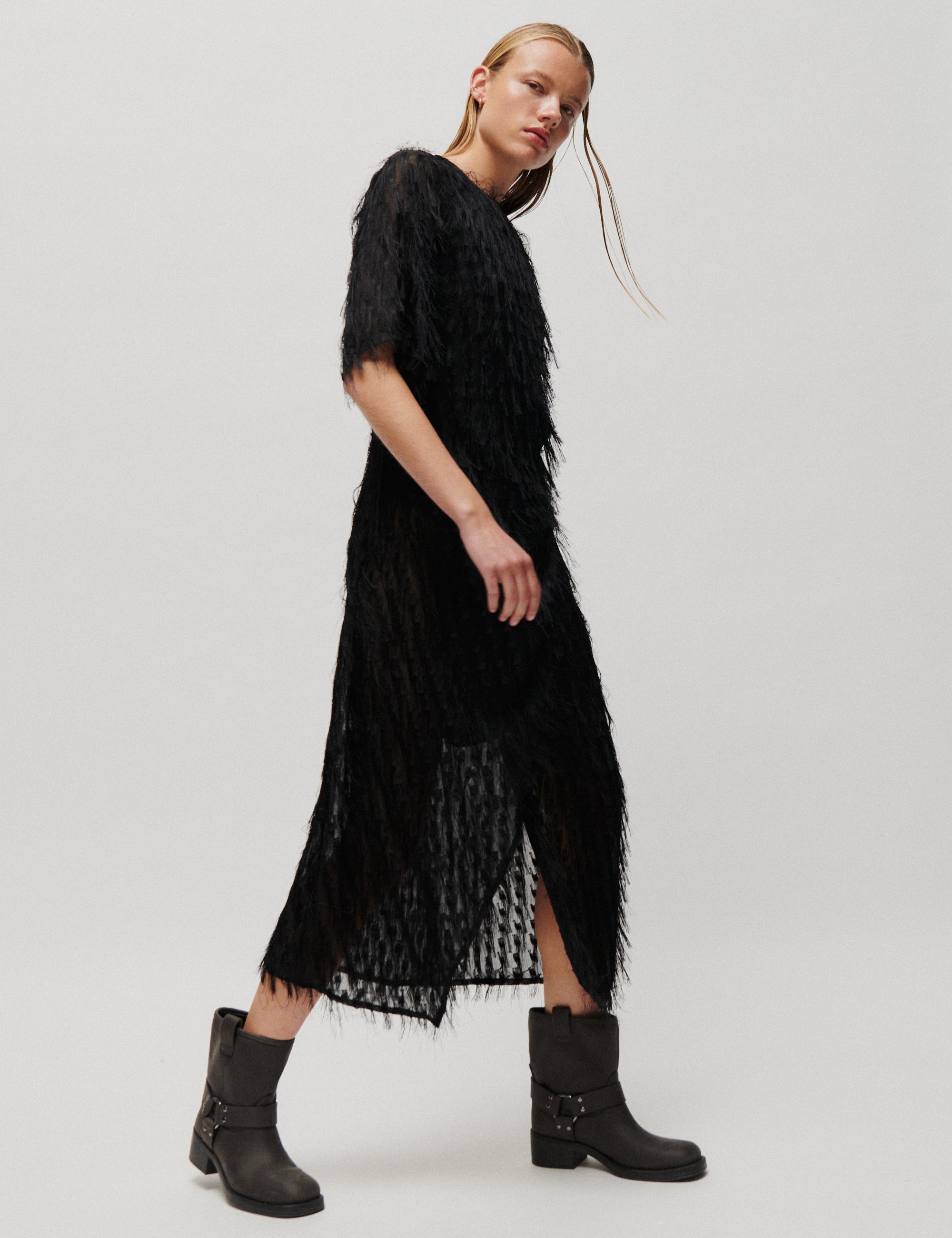 2NDDAY 2ND Serena - Textured Fringe - Dress Dress 190303 Black