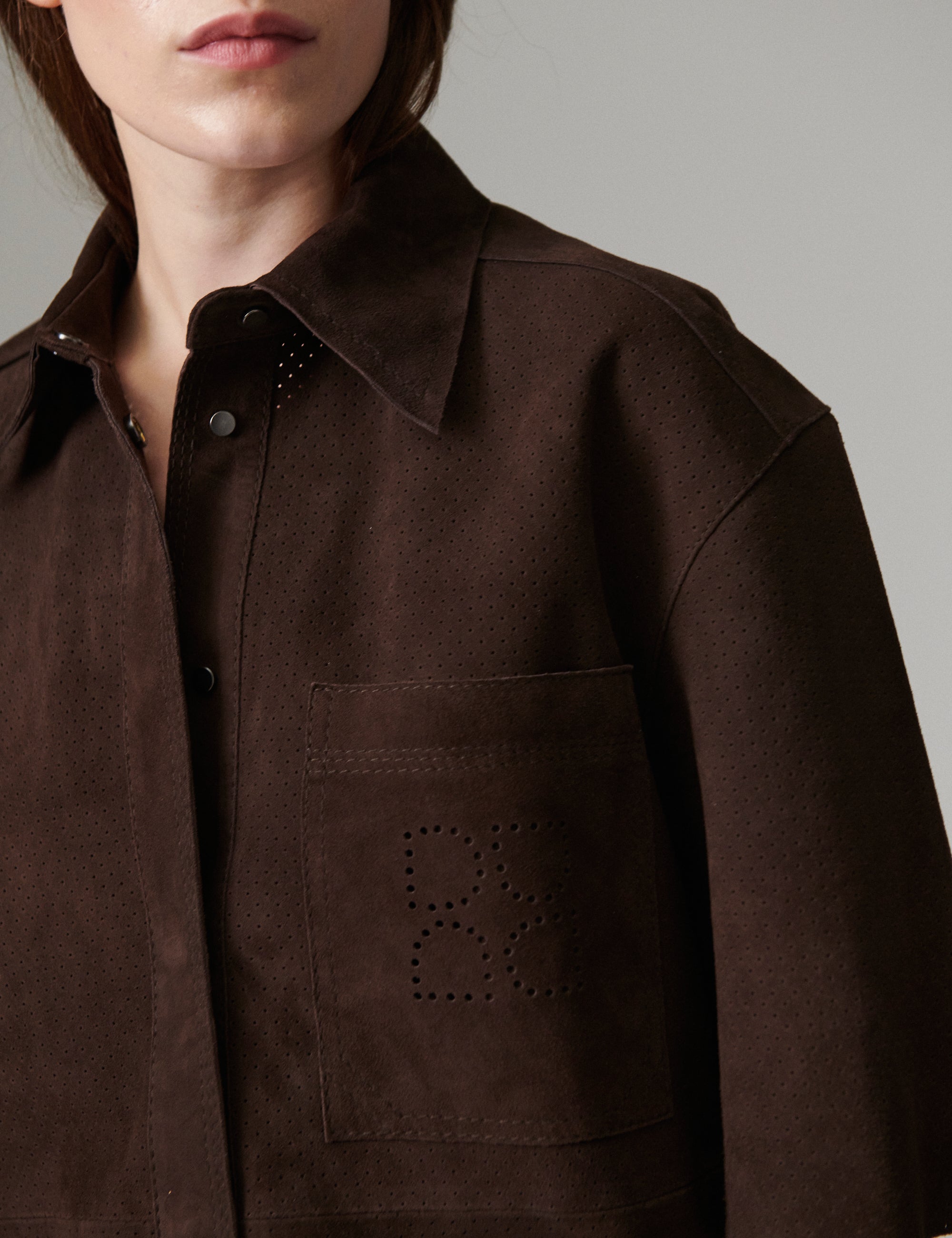 DAY Birger ét Mikkelsen Aladdin - Perforated Light Suede - Shirt Shirt 190915 Coffee Bean