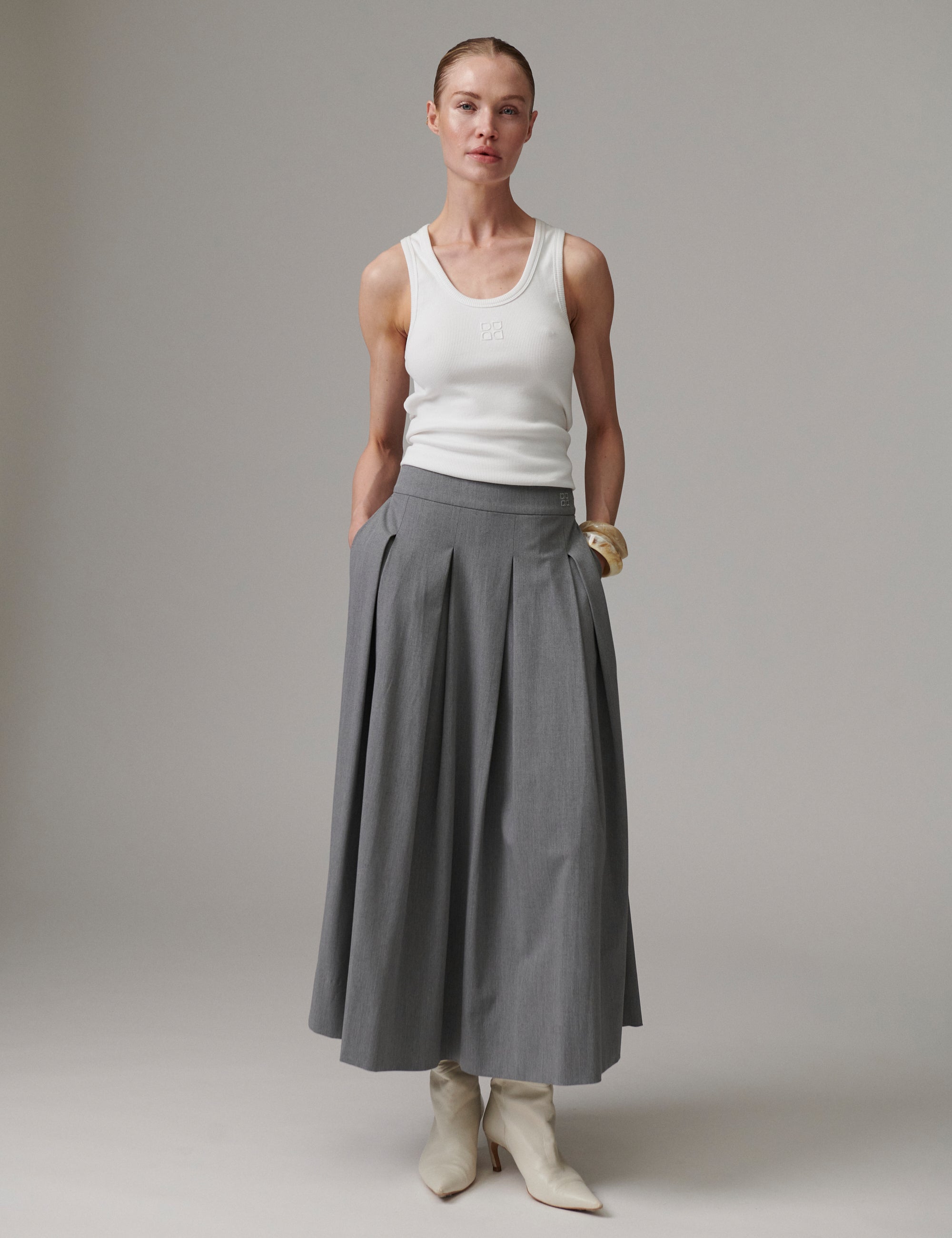 DAY Birger ét Mikkelsen Chai - Classic Gab Skirt 500006 Medium Grey Melange