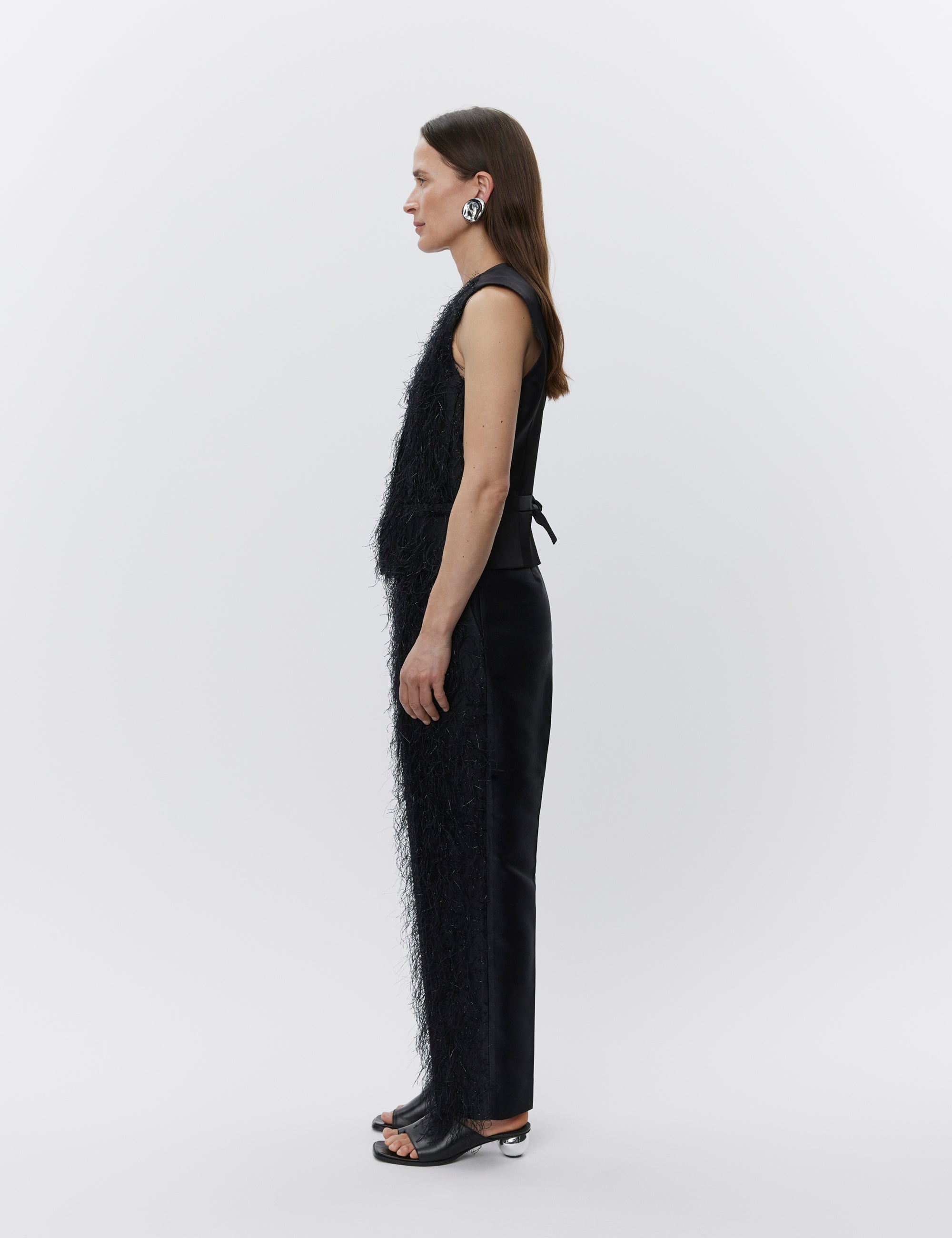 DAY Birger ét Mikkelsen Christa - Frayed jacquard RD Waistcoat 190303 Black